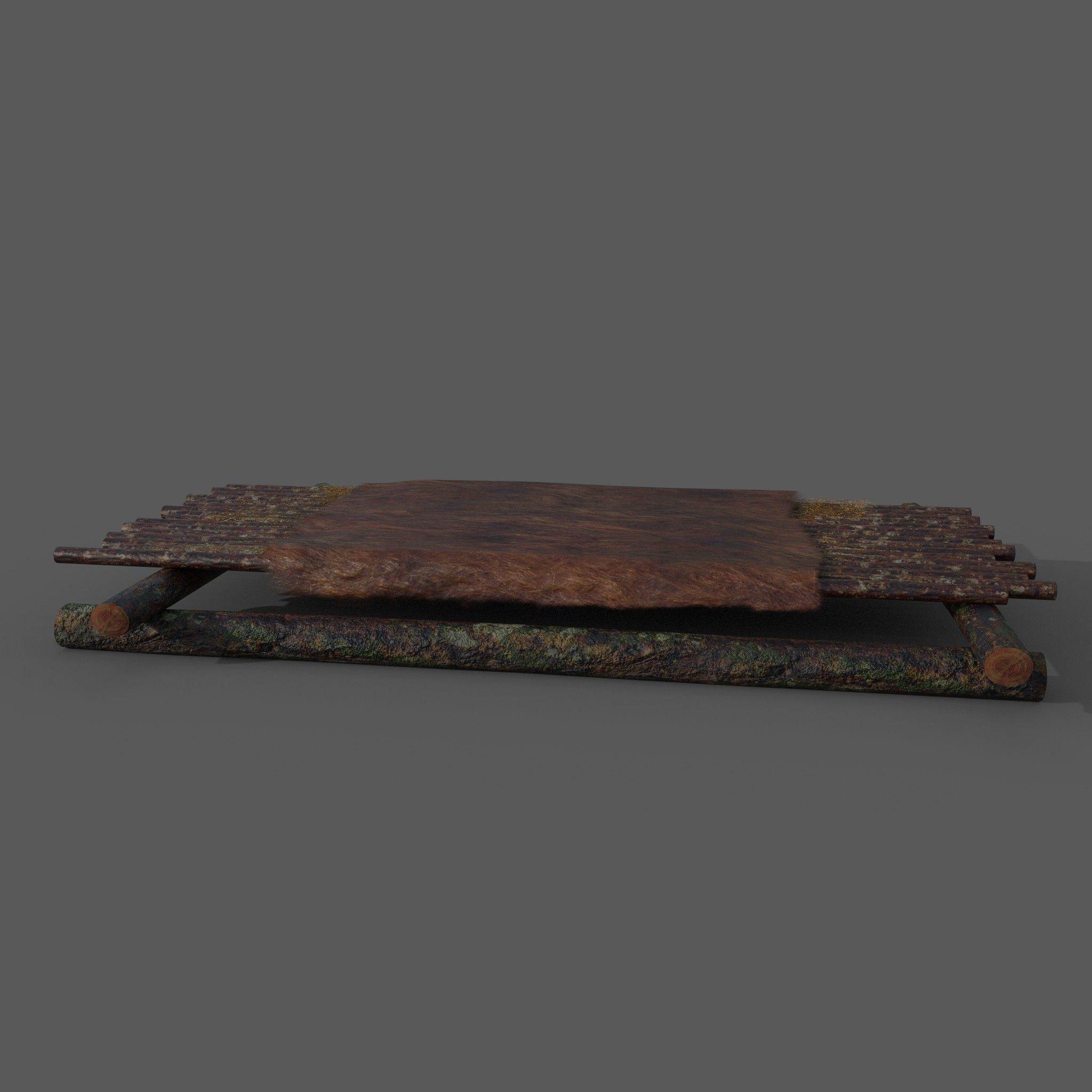 Medieval Bed Low-poly 3D model_20