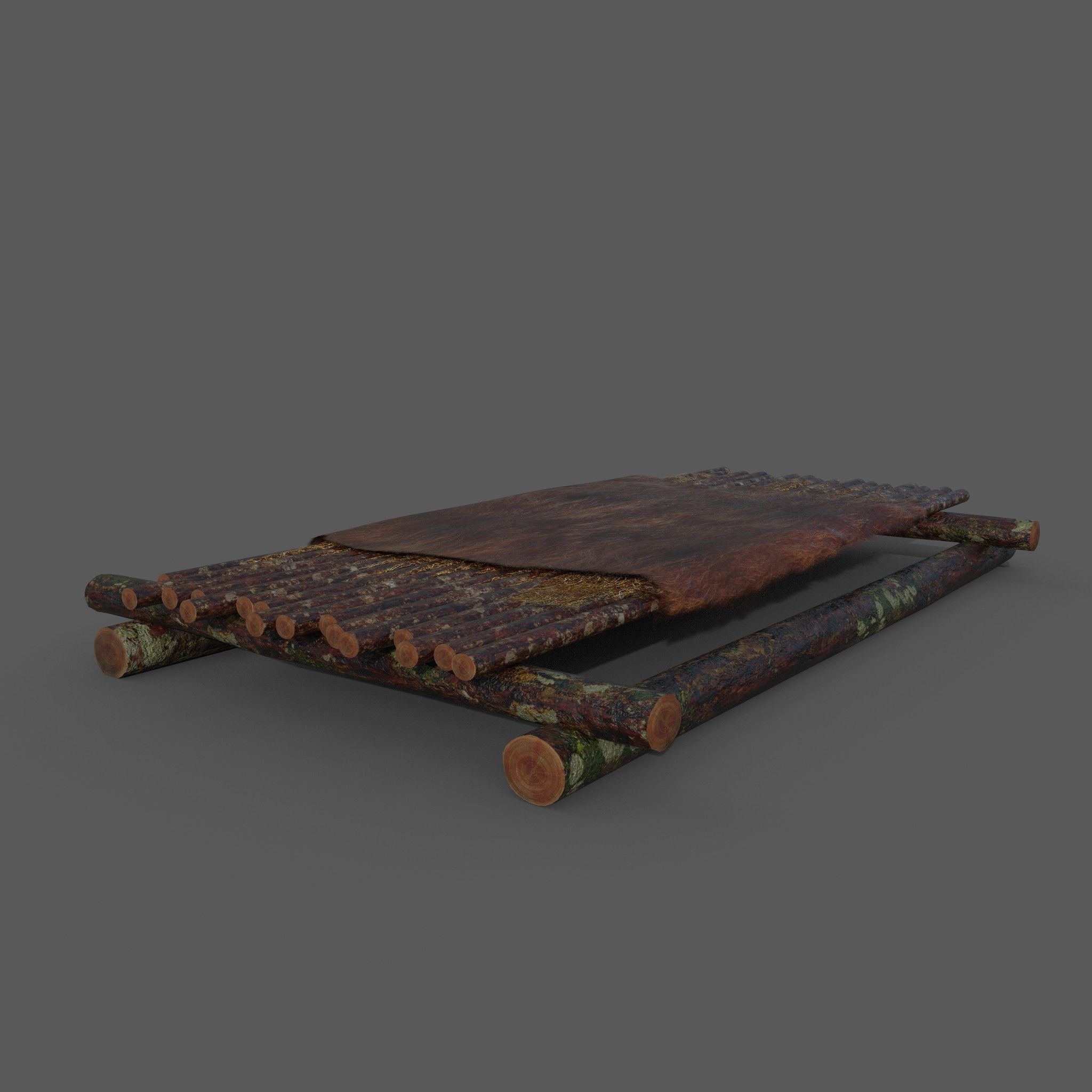 Medieval Bed Low-poly 3D model_1