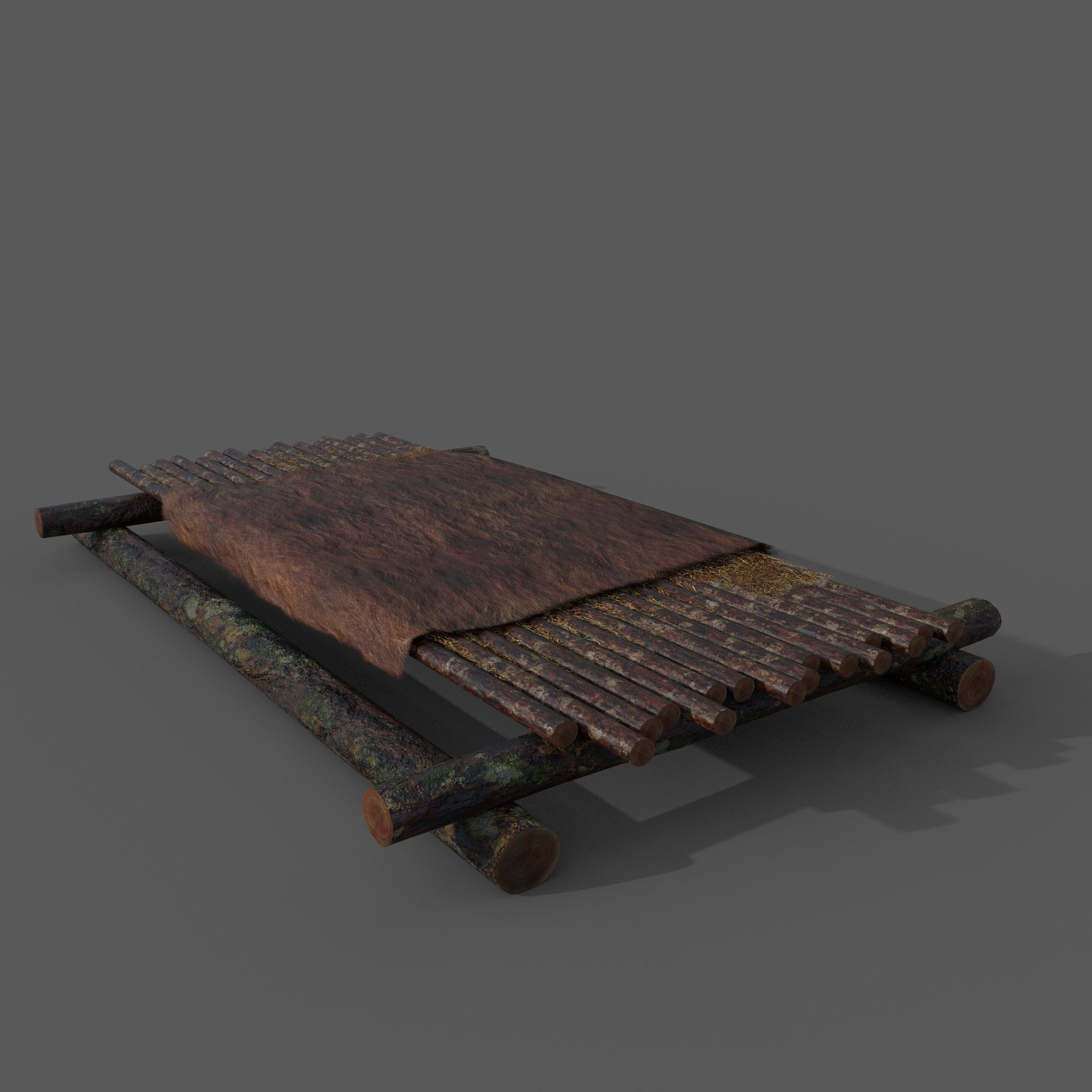 Medieval Bed Low-poly 3D model_2