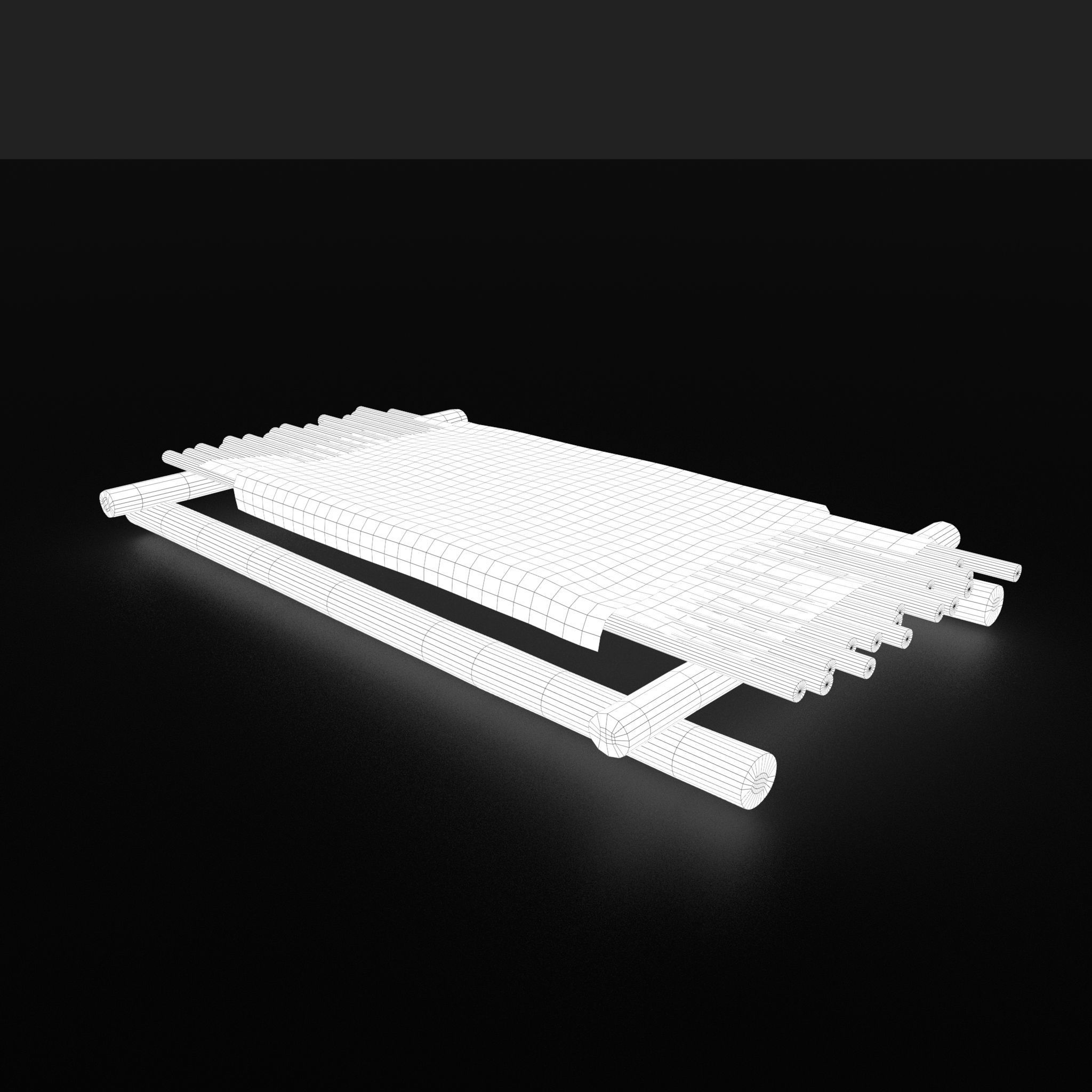 Medieval Bed Low-poly 3D model_29