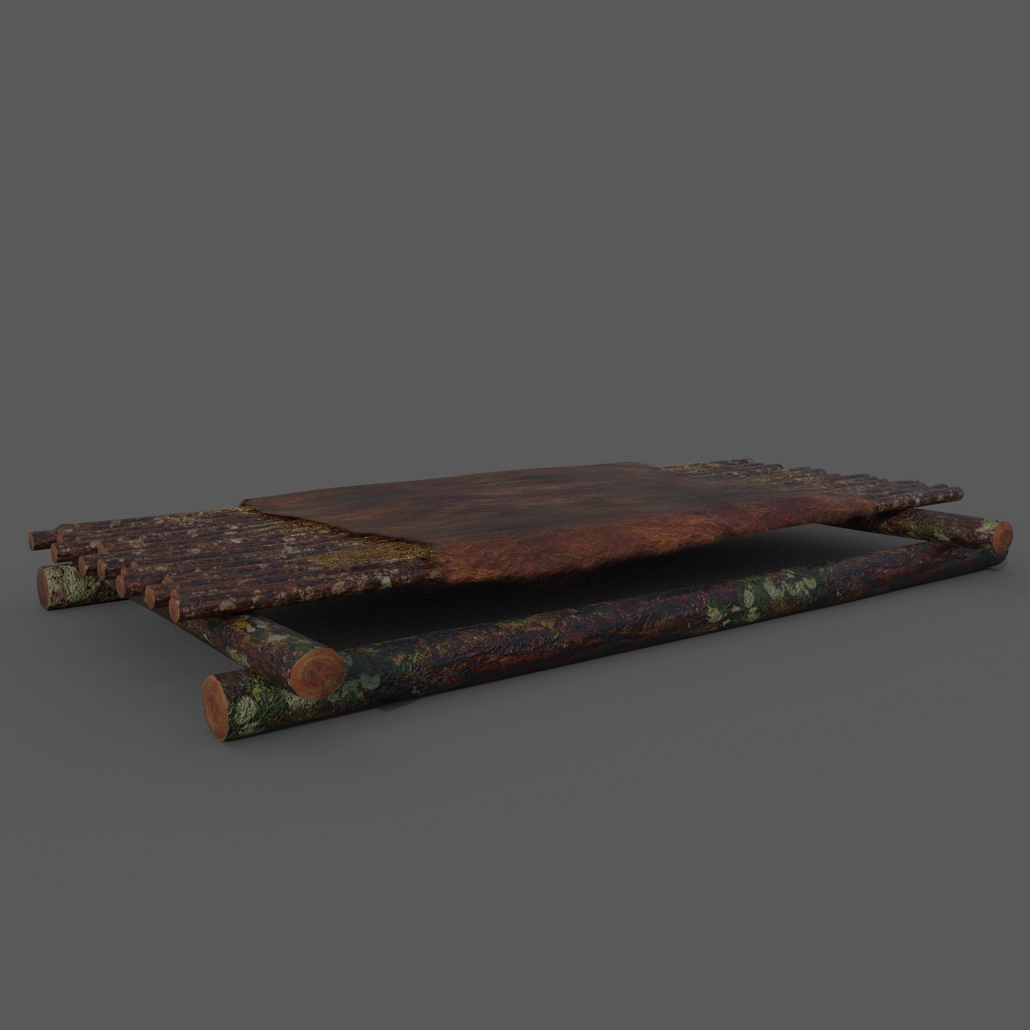Medieval Bed Low-poly 3D model_12