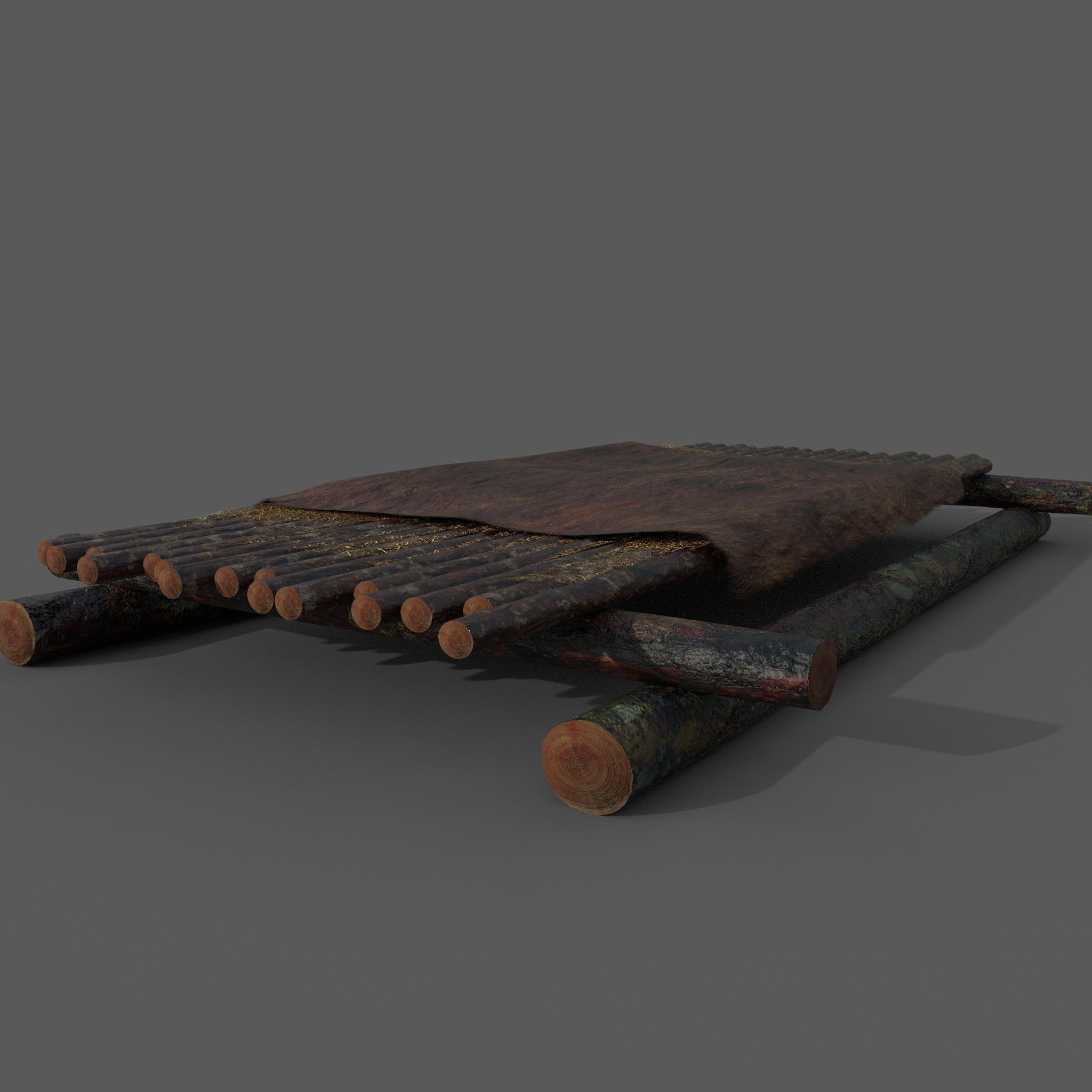 Medieval Bed Low-poly 3D model_18