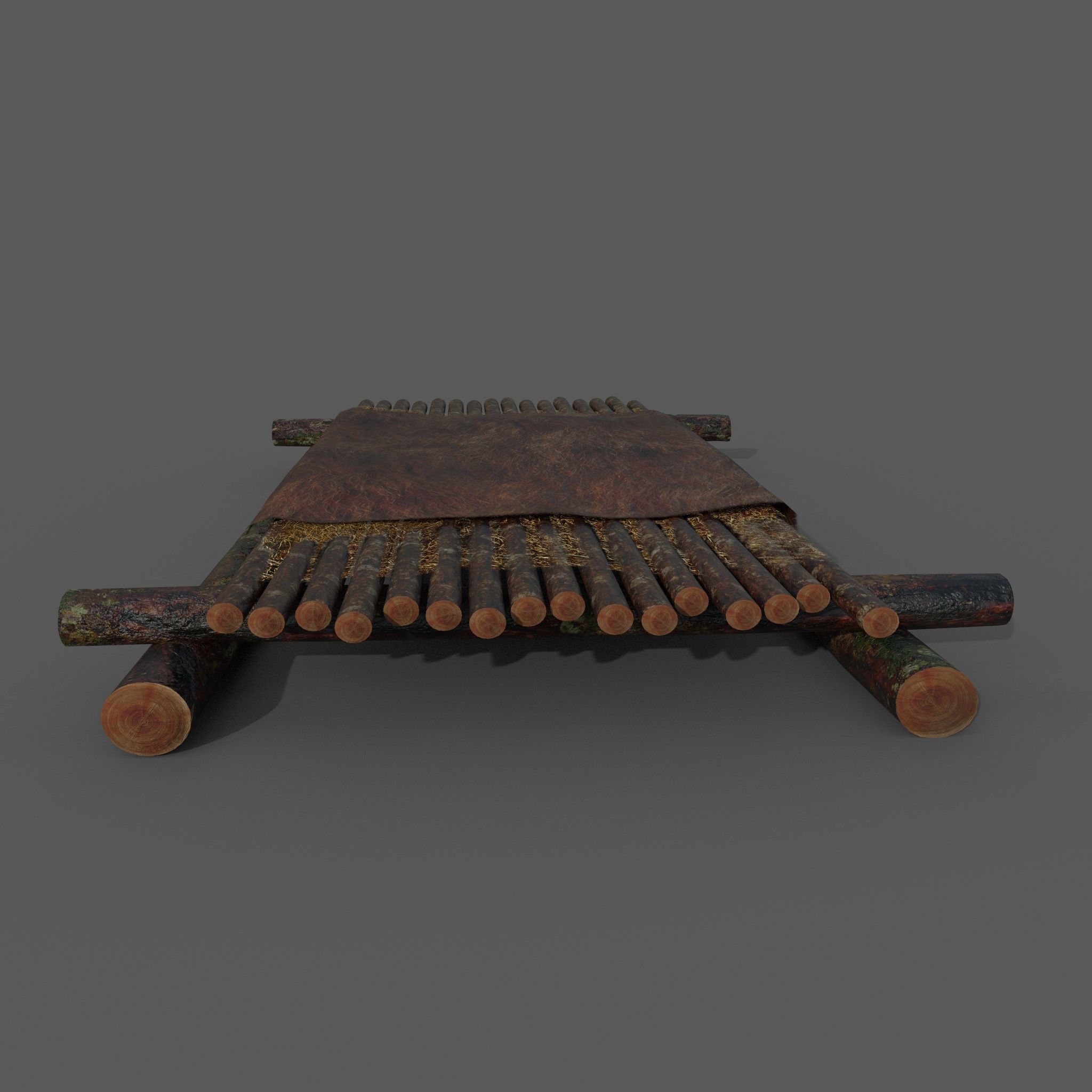 Medieval Bed Low-poly 3D model_17