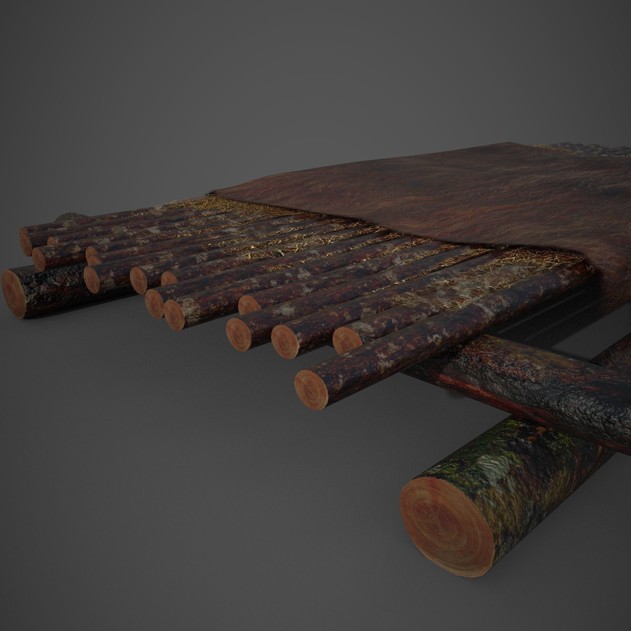 Medieval Bed Low-poly 3D model_13