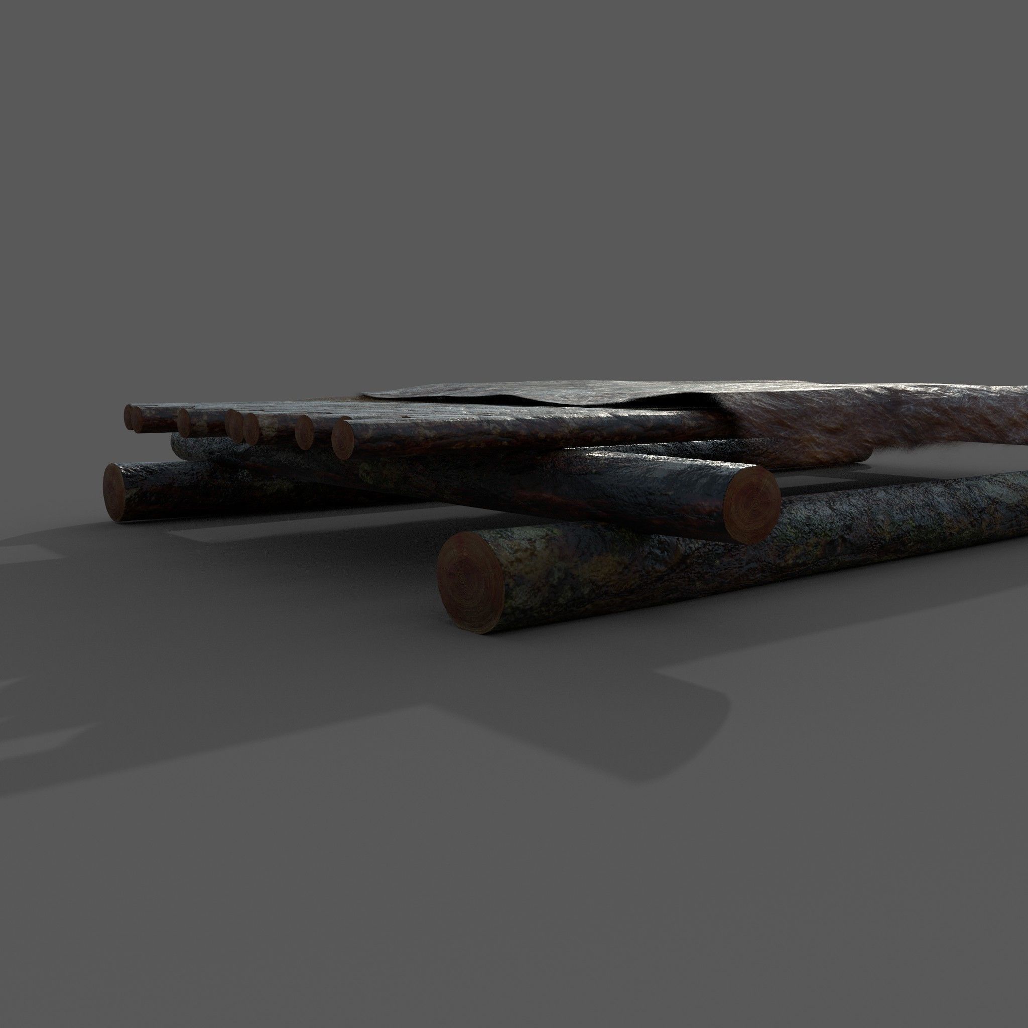 Medieval Bed Low-poly 3D model_11