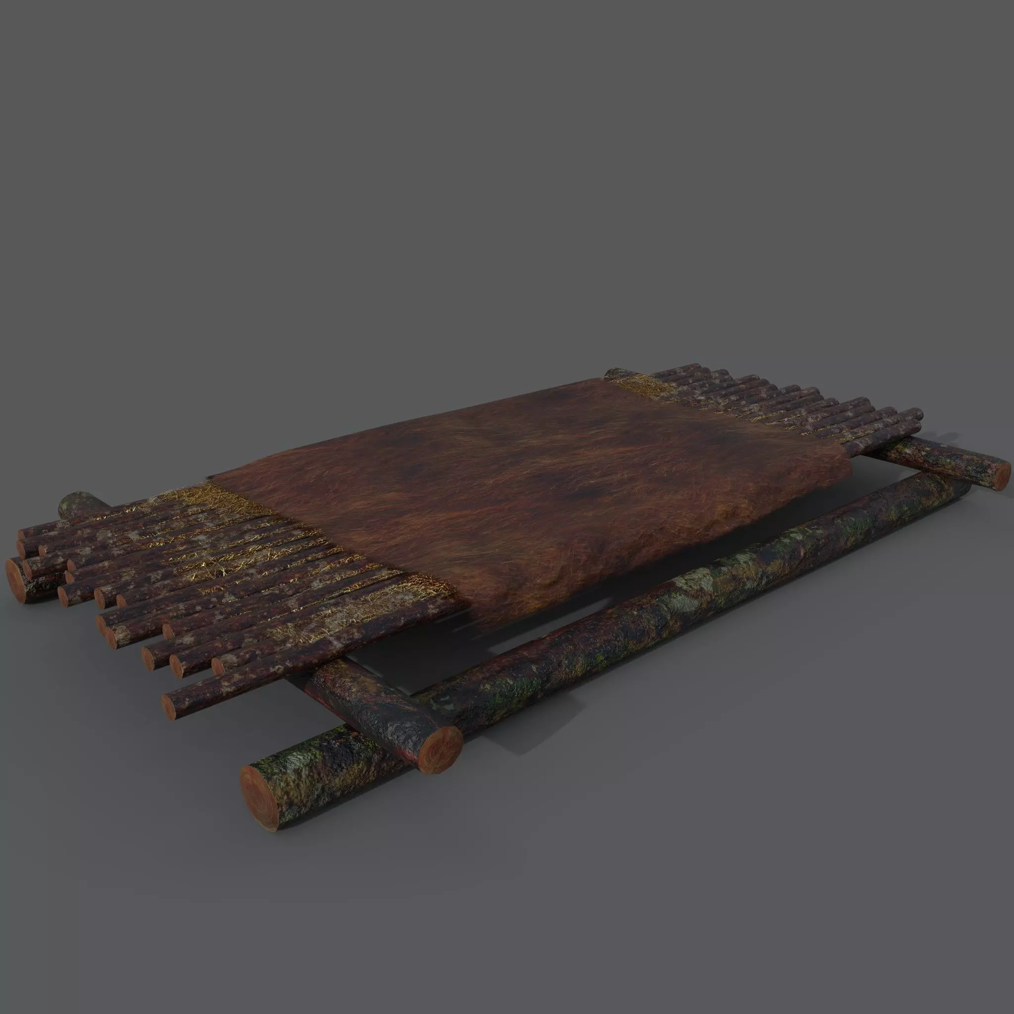 Medieval Bed Low-poly 3D model_0