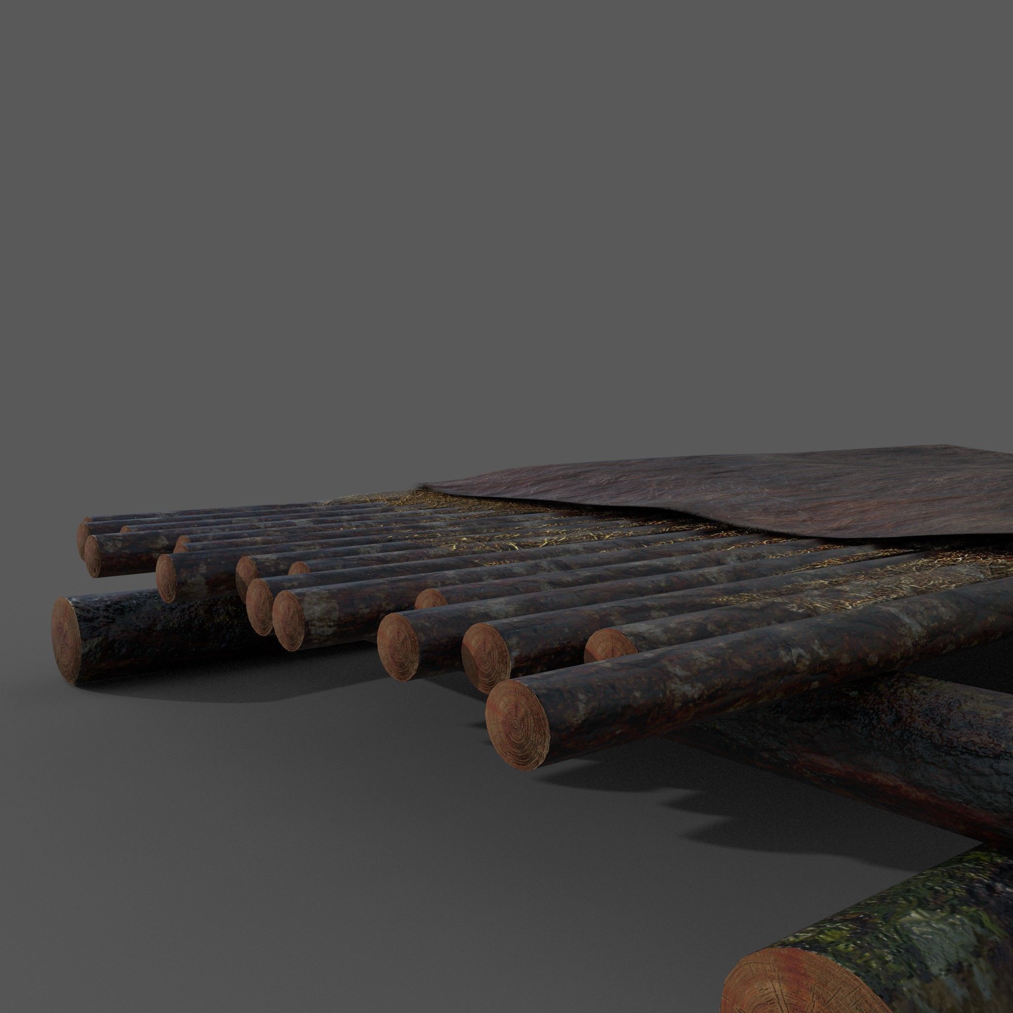 Medieval Bed Low-poly 3D model_5