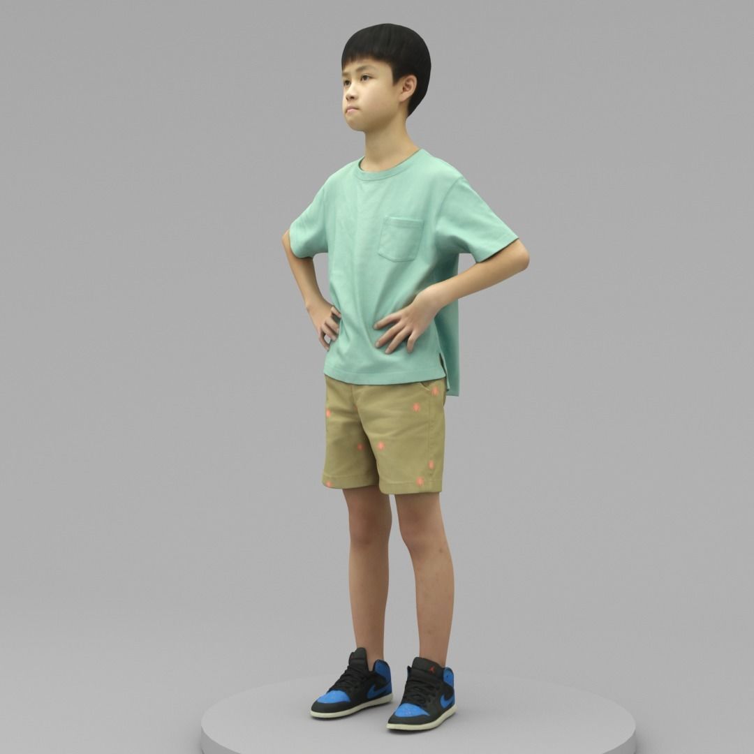 A Cool Boy In Akimbo Posture 3D model_1