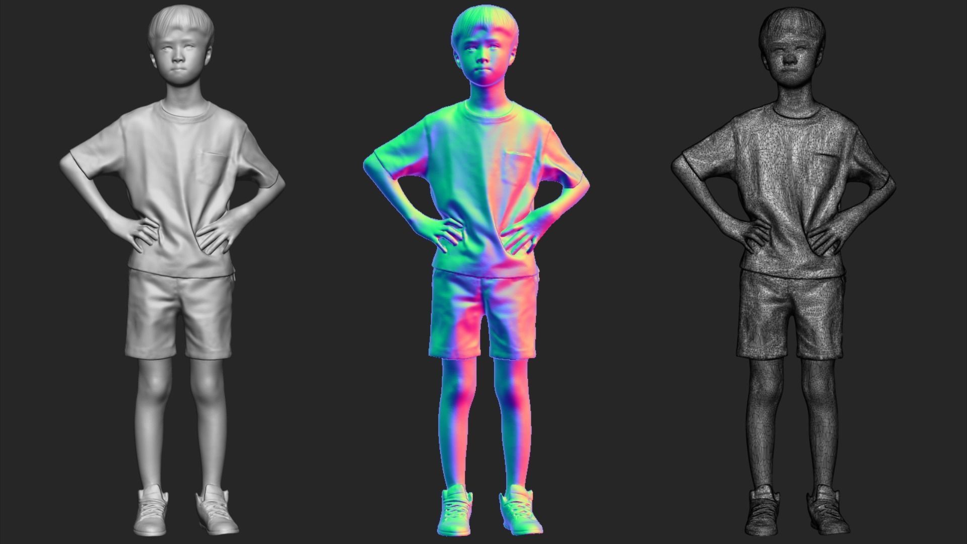 A Cool Boy In Akimbo Posture 3D model_6