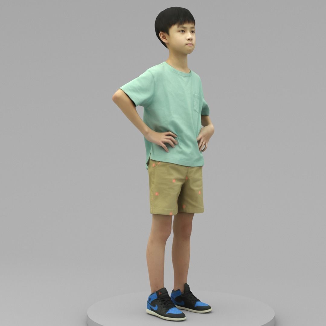 A Cool Boy In Akimbo Posture 3D model_2
