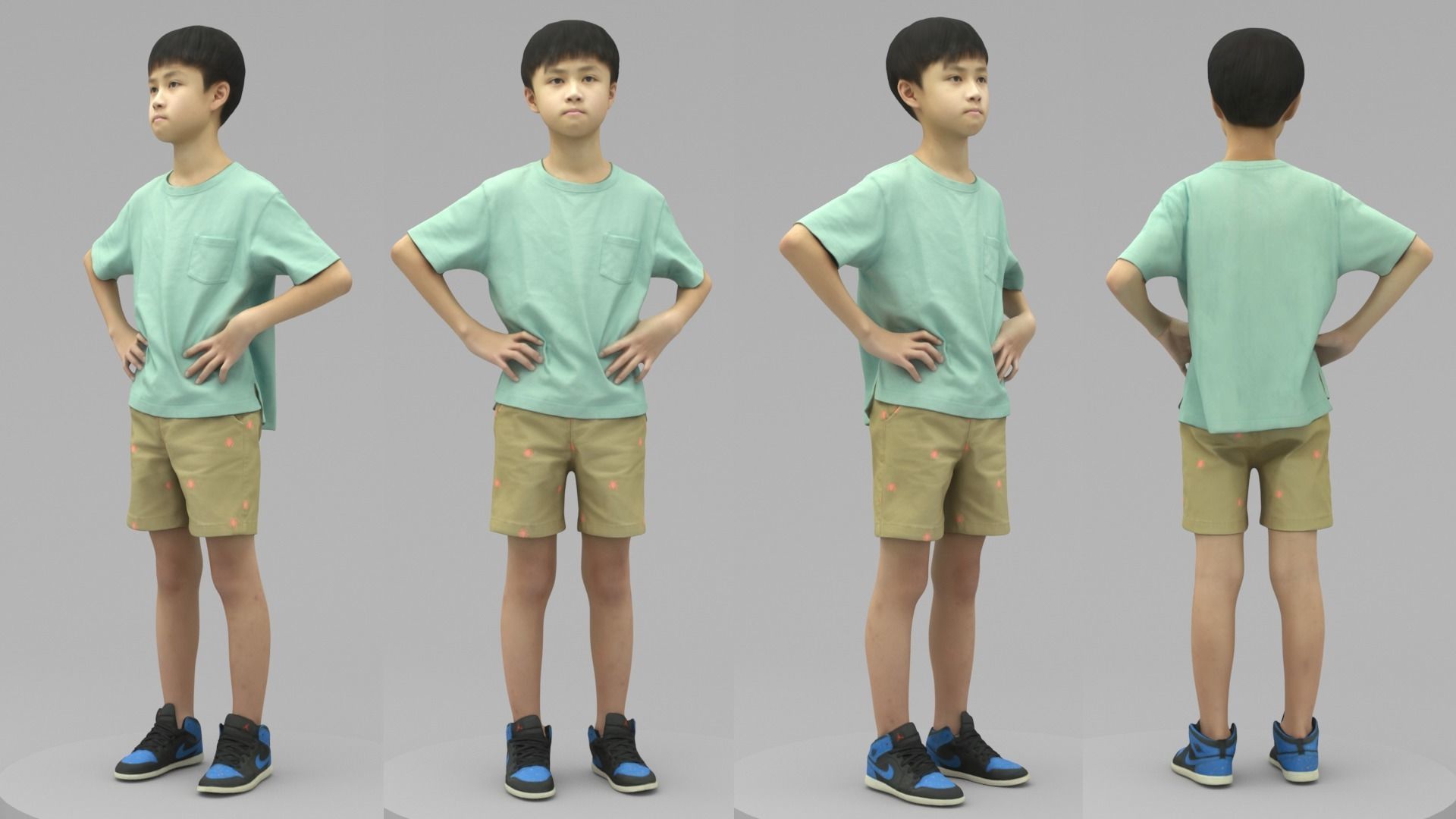 A Cool Boy In Akimbo Posture 3D model_4