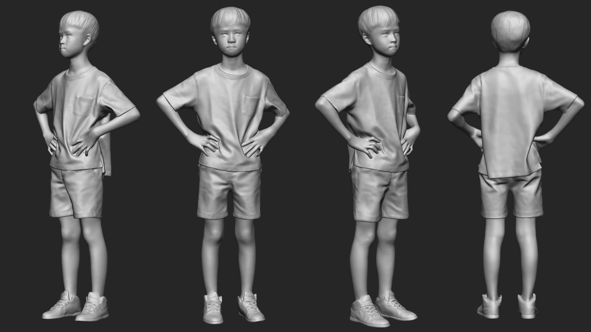 A Cool Boy In Akimbo Posture 3D model_5