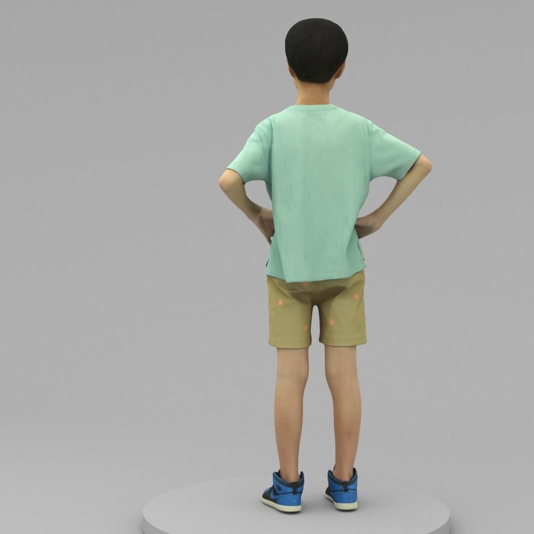 A Cool Boy In Akimbo Posture 3D model_3