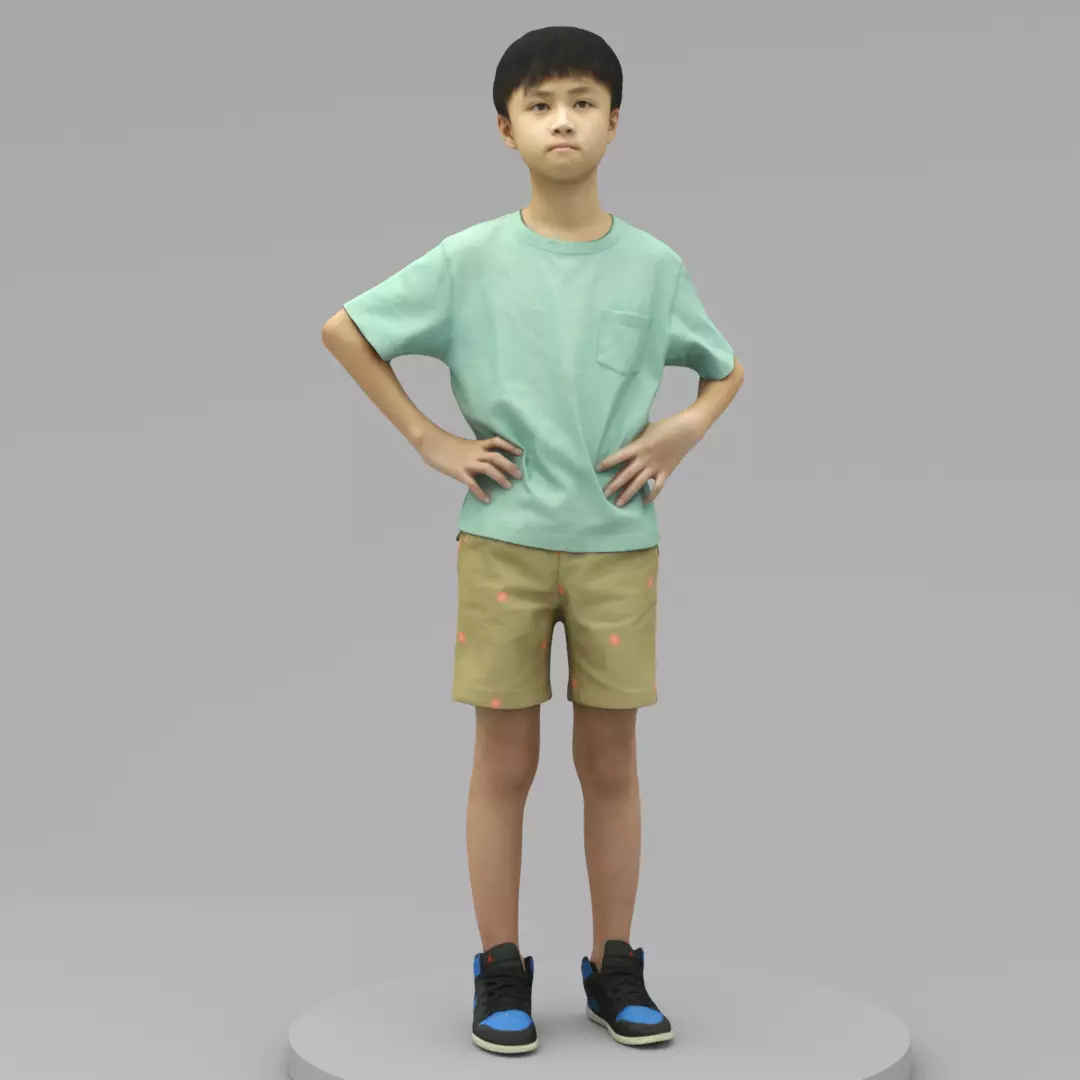 A Cool Boy In Akimbo Posture 3D model_0