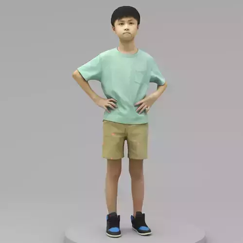 A Cool Boy In Akimbo Posture 3D model