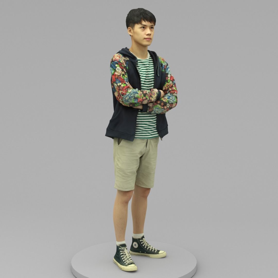 A Tall Young Man With Arms Crossed 3D model_2