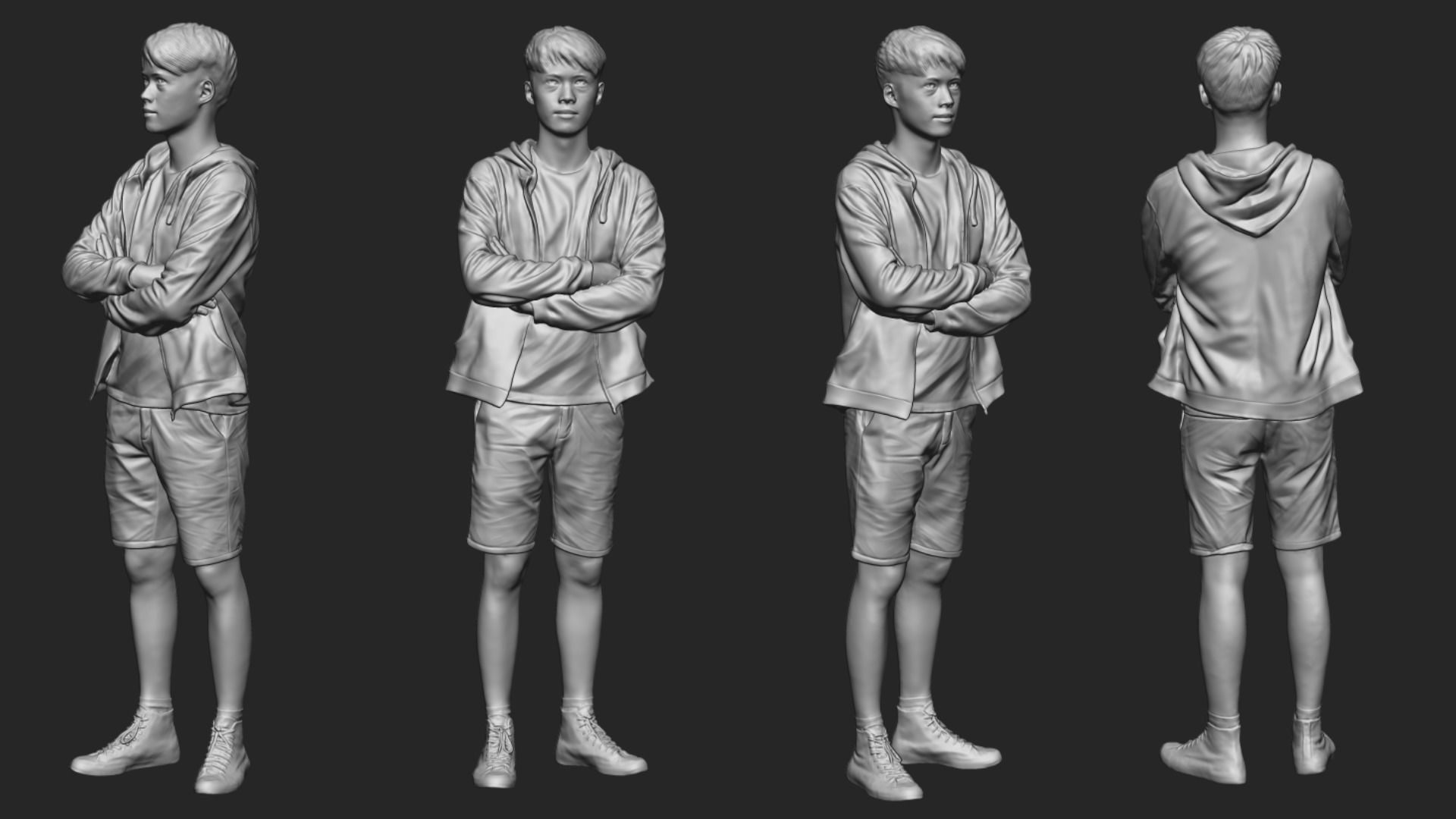A Tall Young Man With Arms Crossed 3D model_5