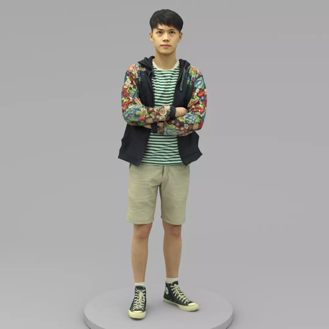 A Tall Young Man With Arms Crossed 3D model_0