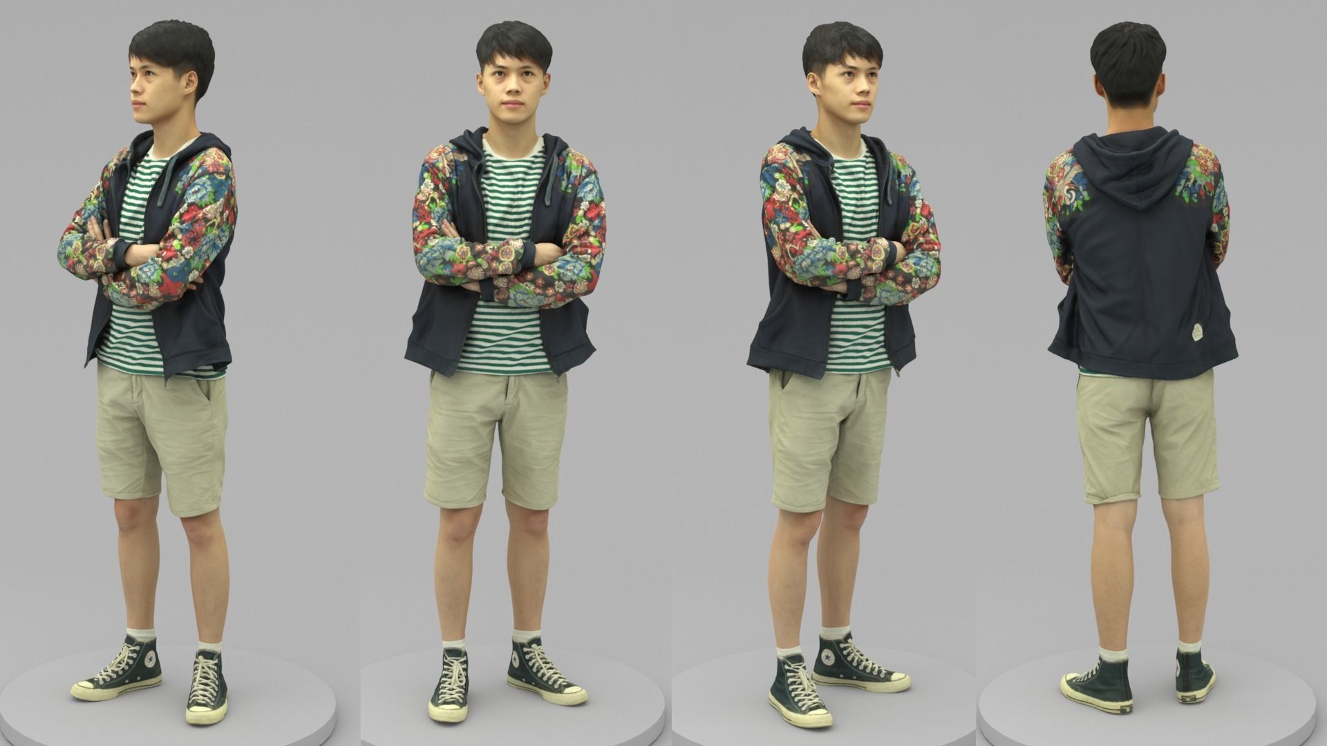 A Tall Young Man With Arms Crossed 3D model_4