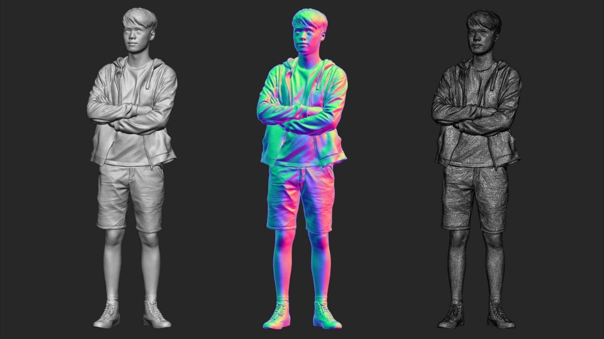A Tall Young Man With Arms Crossed 3D model_6
