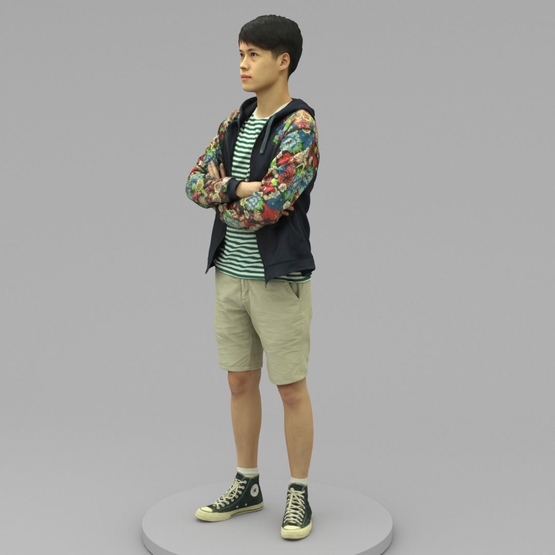 A Tall Young Man With Arms Crossed 3D model_1