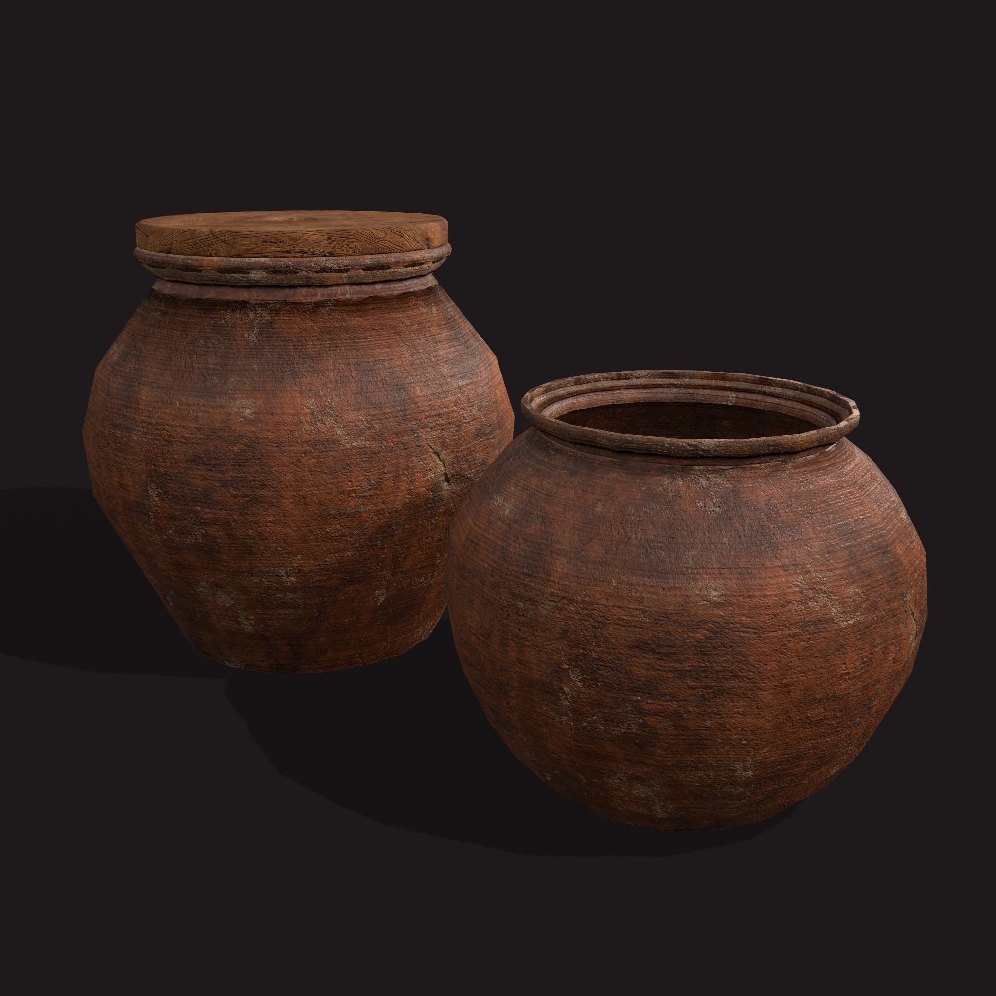 Medieval Cooking Pots Low-poly 3D model_7