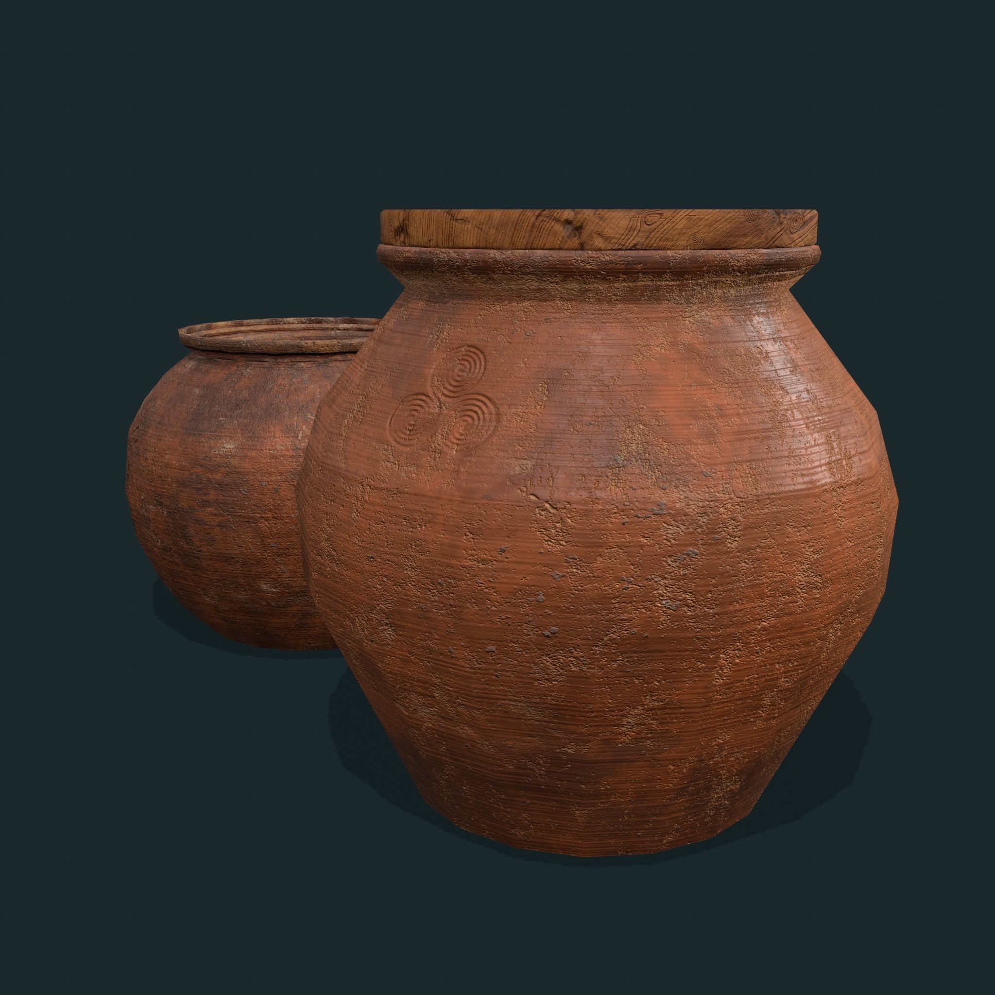 Medieval Cooking Pots Low-poly 3D model_5
