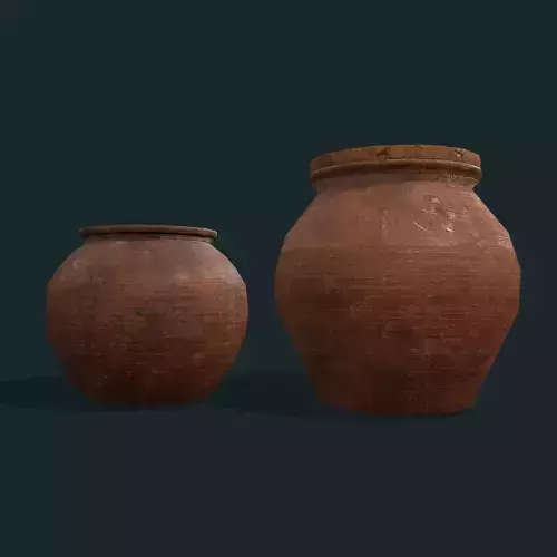 Medieval Cooking Pots Low-poly 3D model