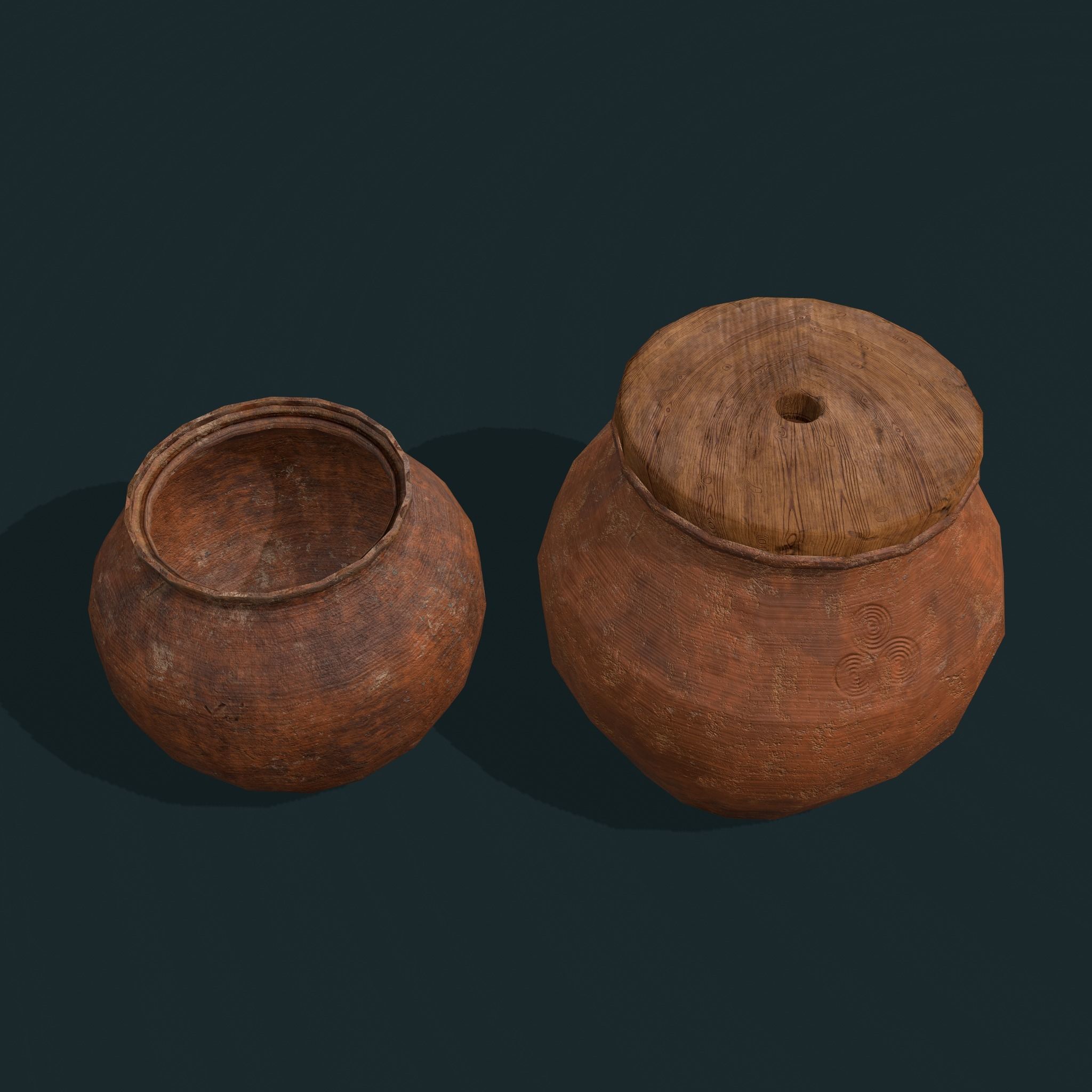 Medieval Cooking Pots Low-poly 3D model_2
