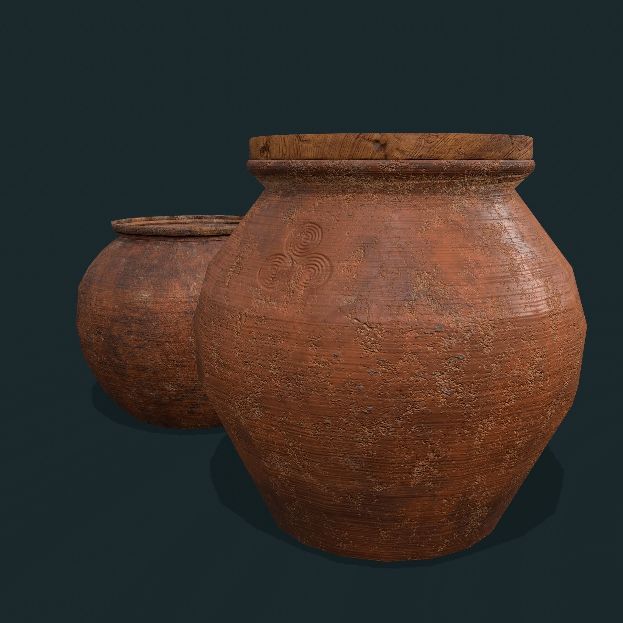 Medieval Cooking Pots Low-poly 3D model_4
