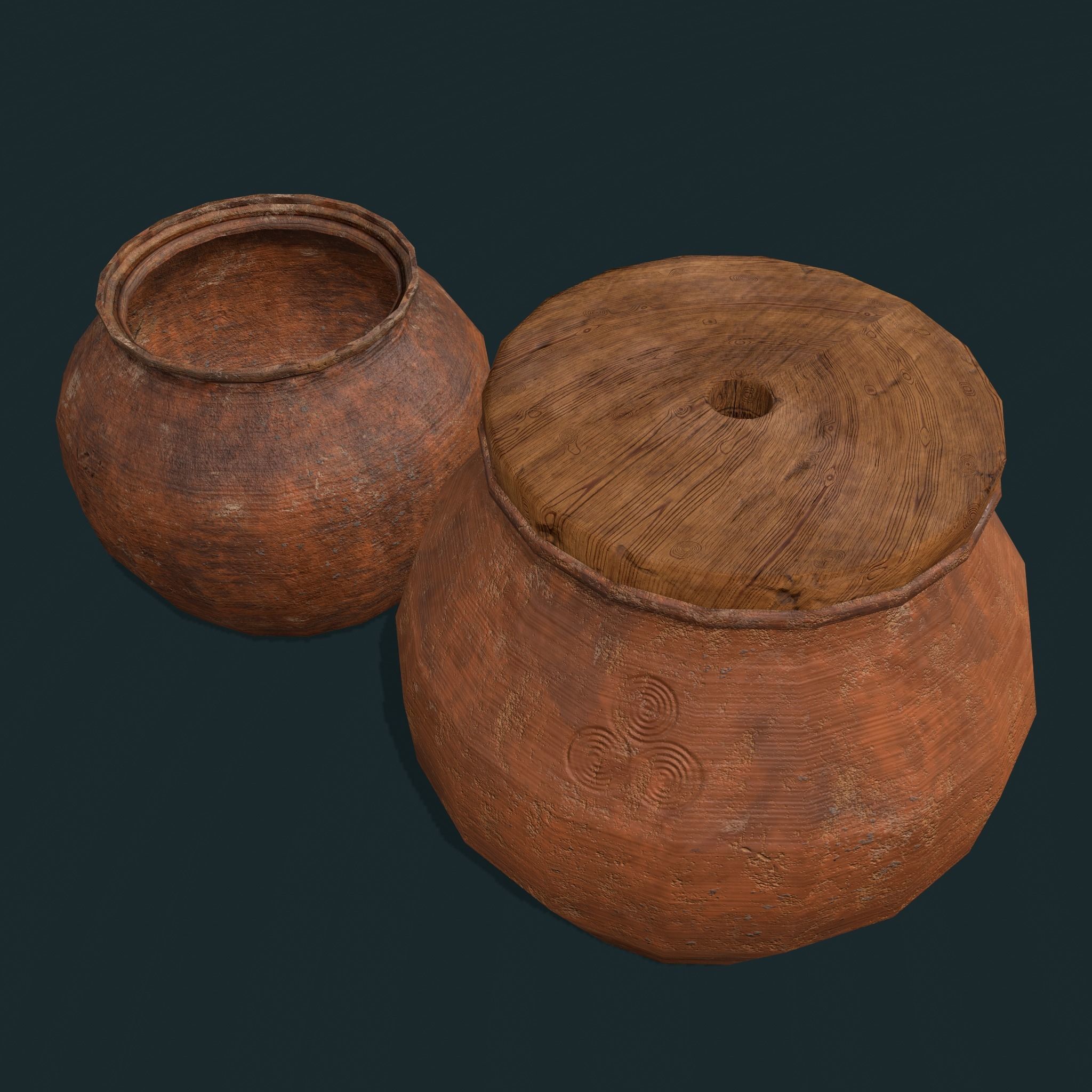 Medieval Cooking Pots Low-poly 3D model_6