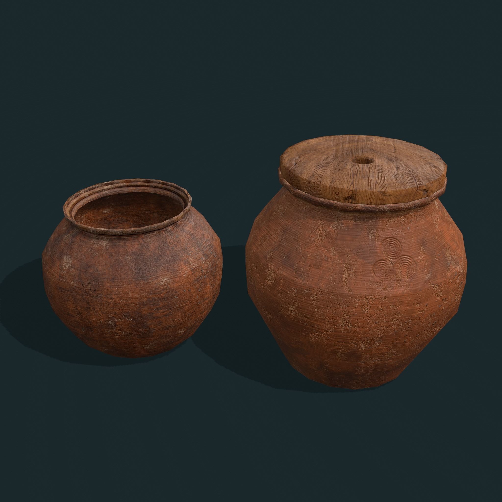 Medieval Cooking Pots Low-poly 3D model_3