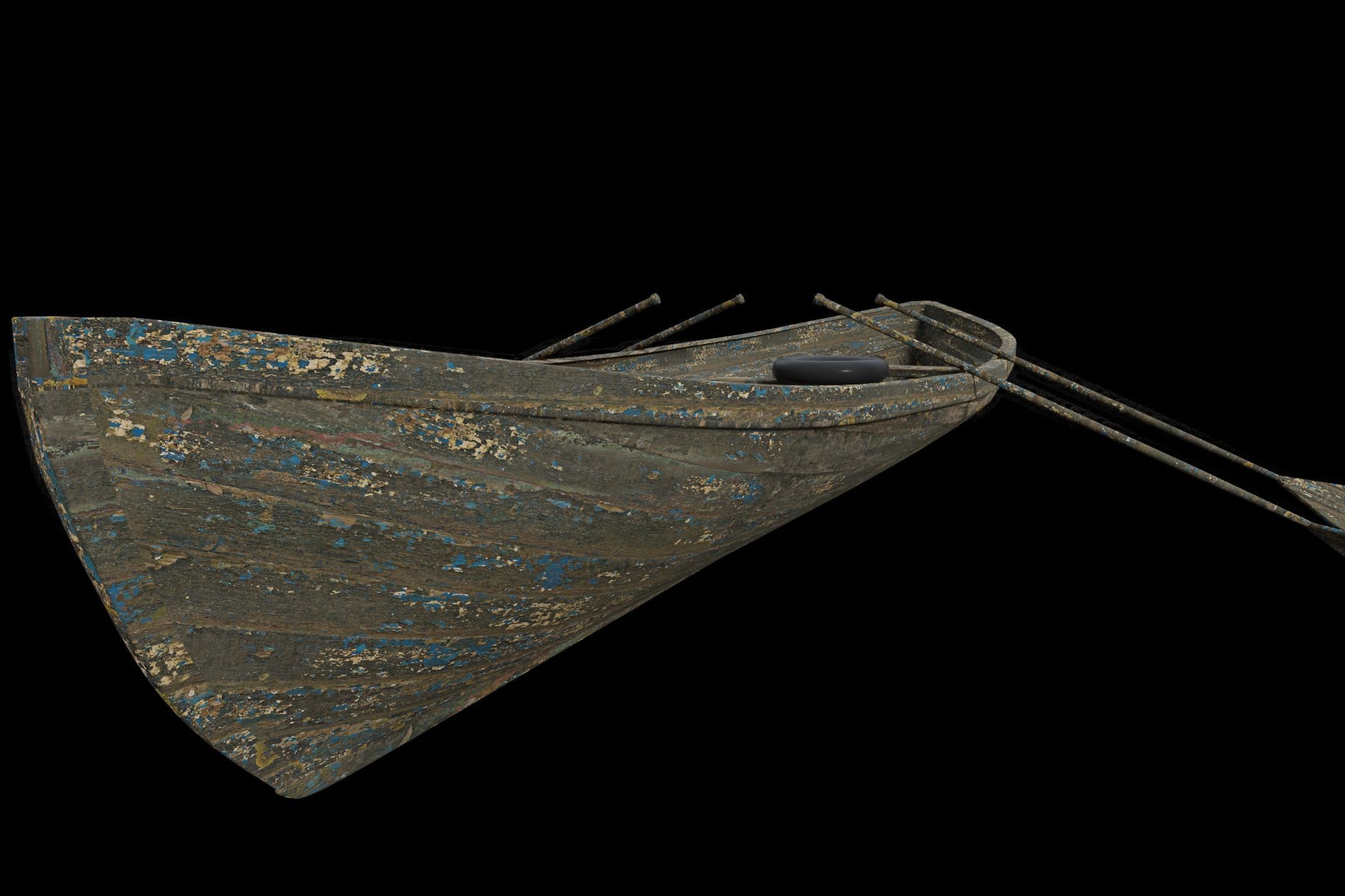 Old Row Boat-Game Ready Low-poly 3D model_10
