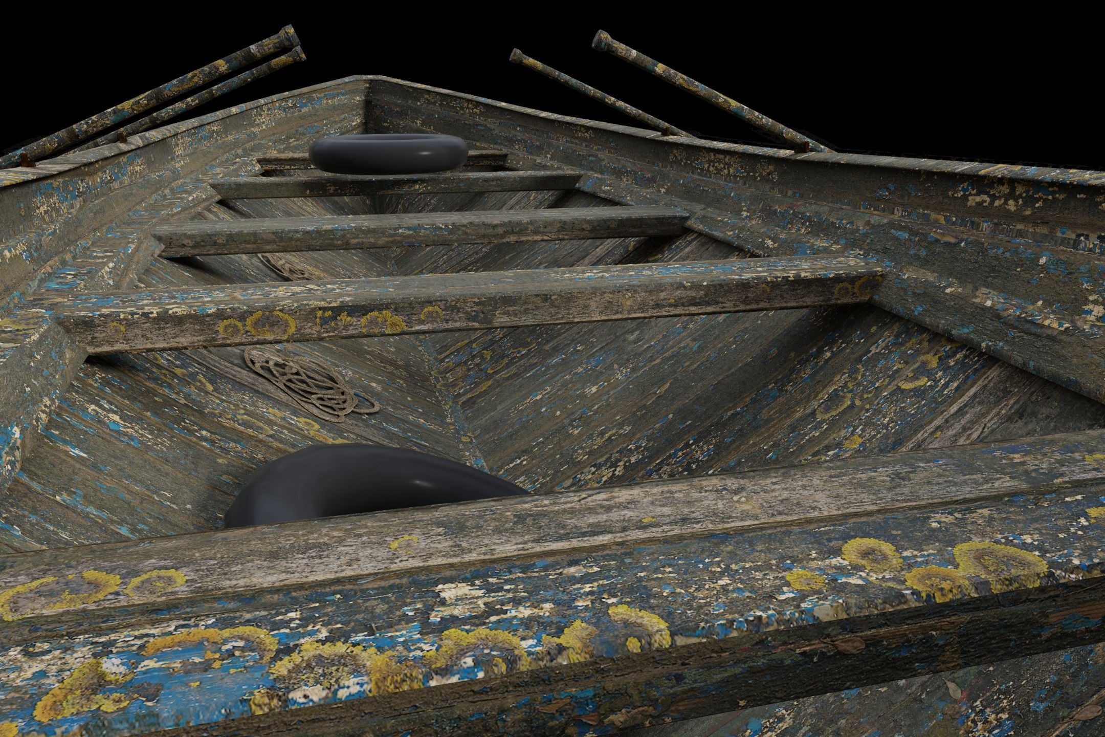 Old Row Boat-Game Ready Low-poly 3D model_9