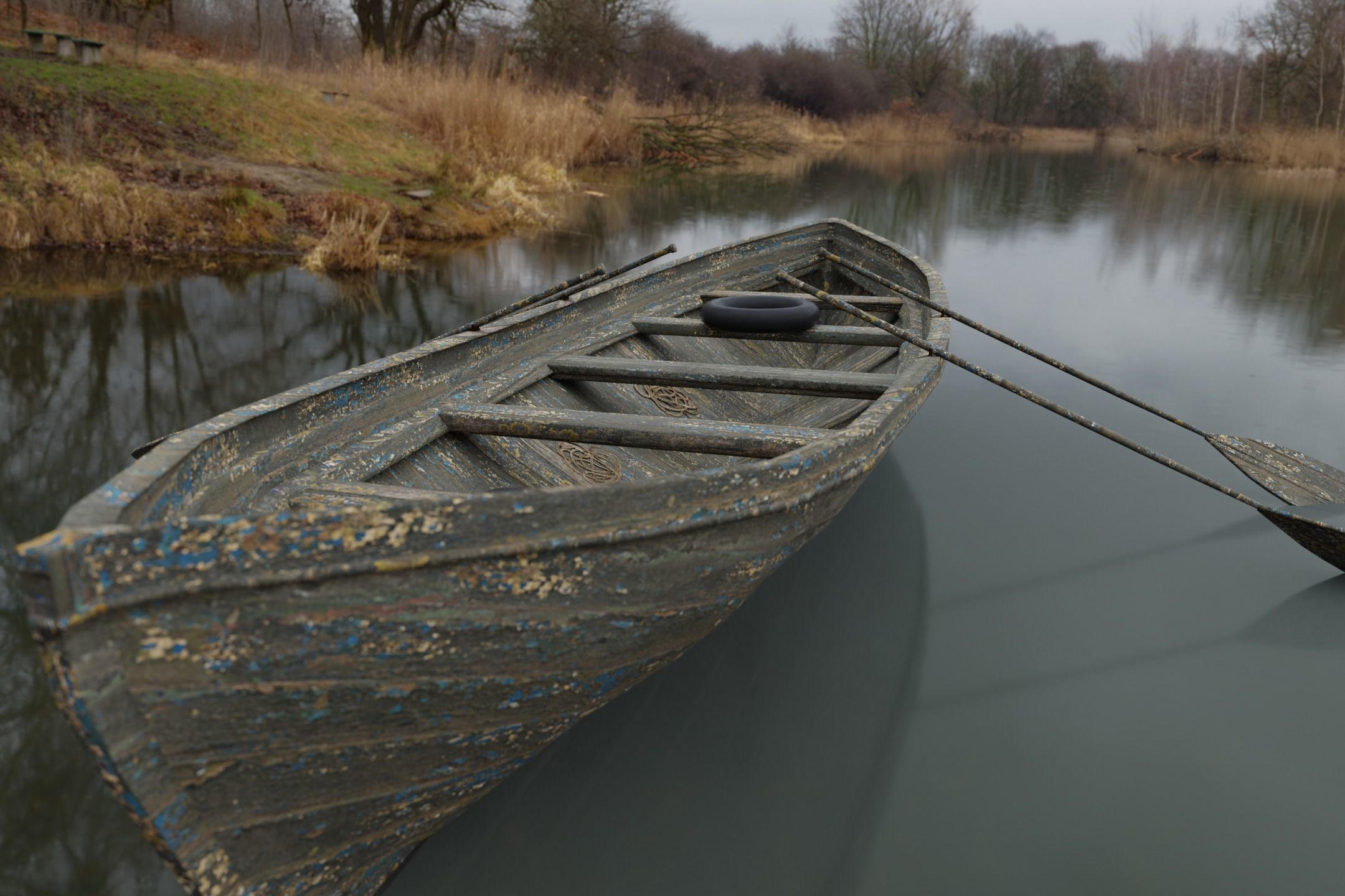 Old Row Boat-Game Ready Low-poly 3D model_6