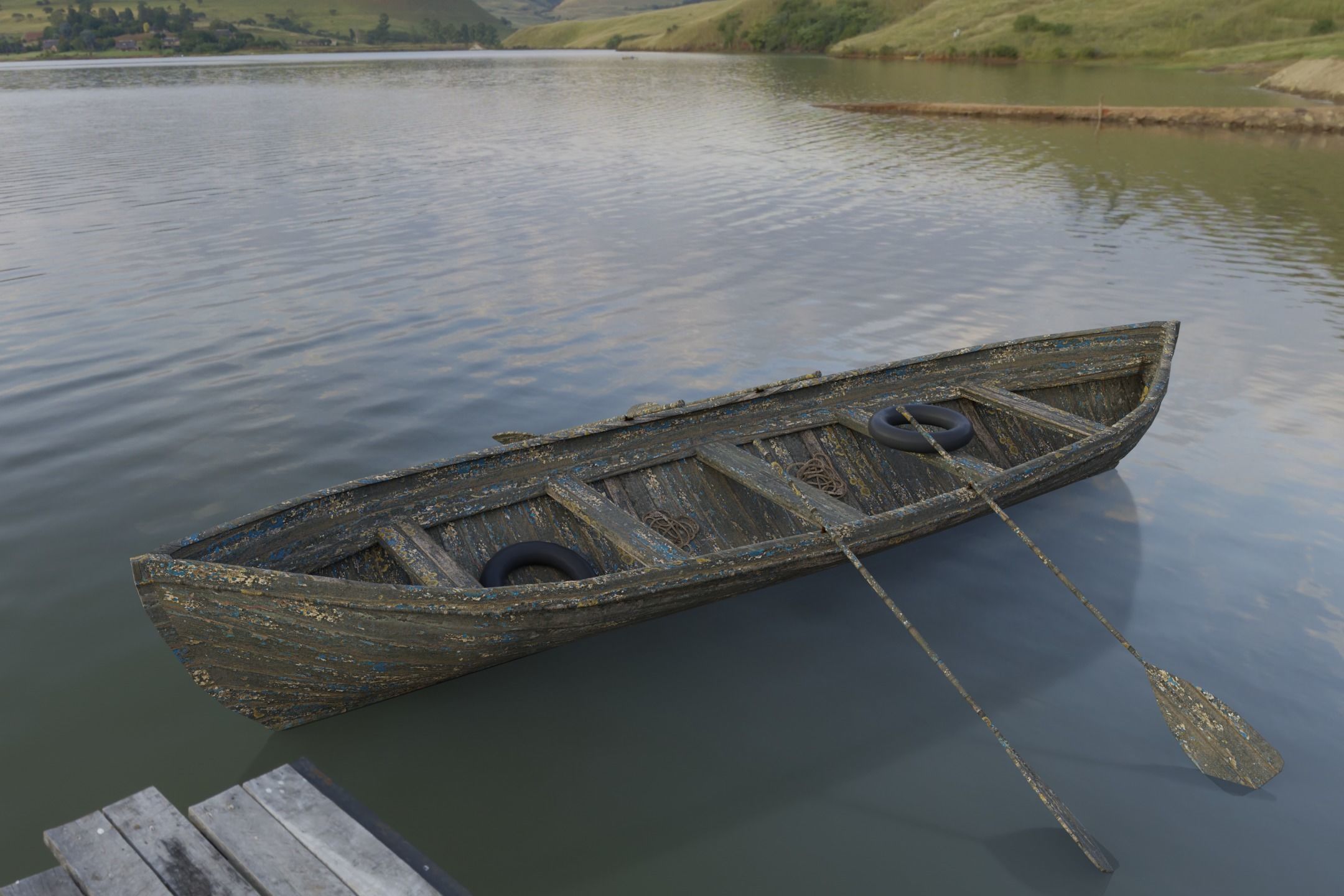 Old Row Boat-Game Ready Low-poly 3D model_2