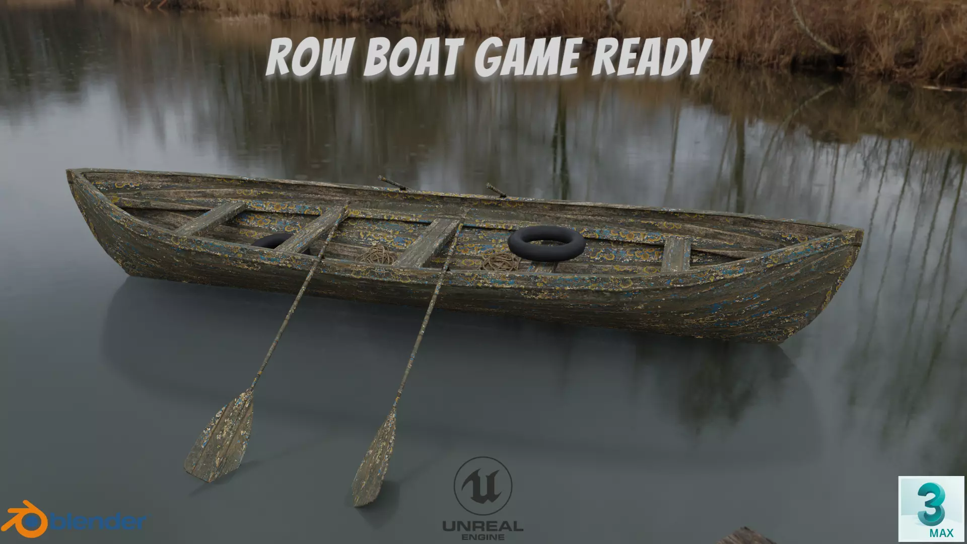 Old Row Boat-Game Ready Low-poly 3D model_0