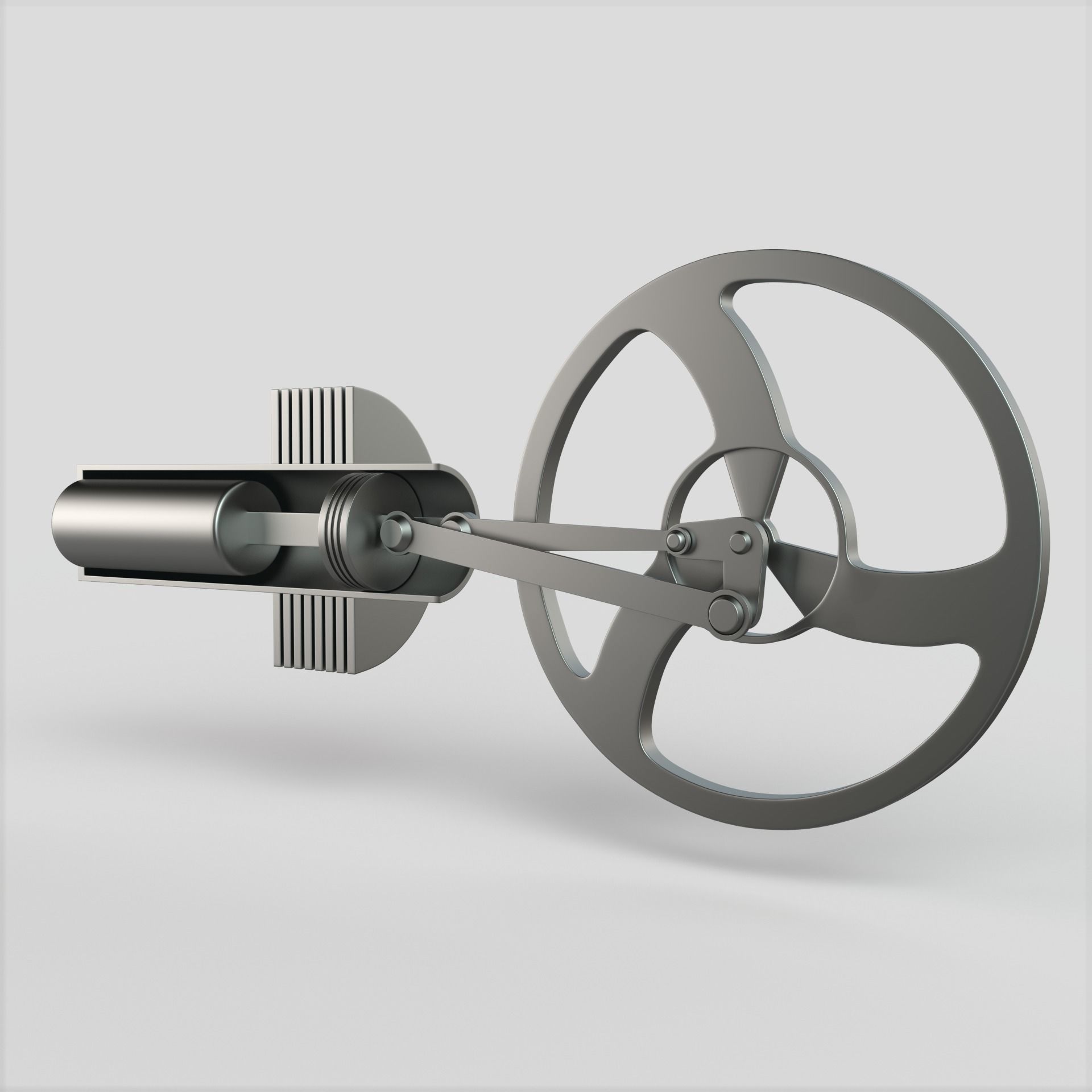 Stirling Engine Low-poly 3D model_1