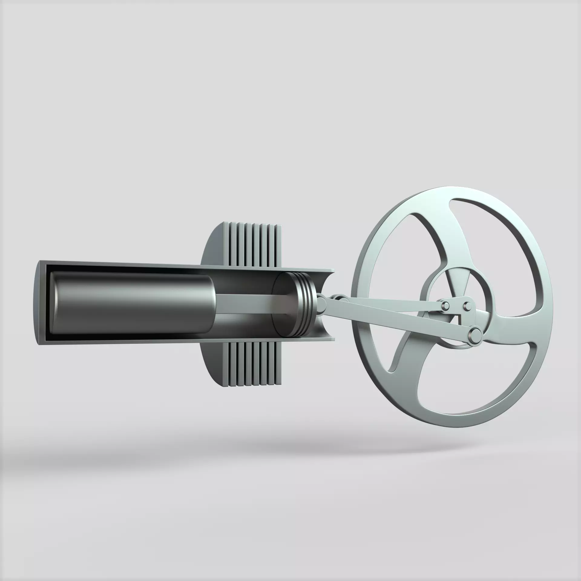 Stirling Engine Low-poly 3D model_0