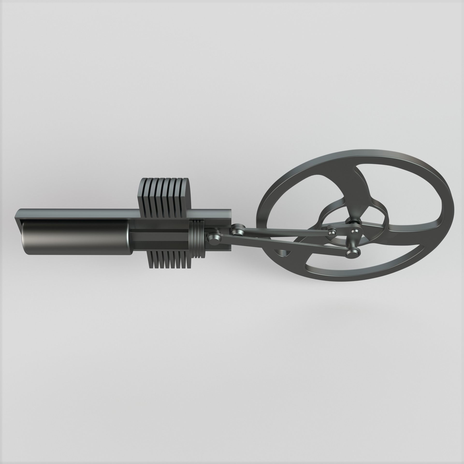 Stirling Engine Low-poly 3D model_2