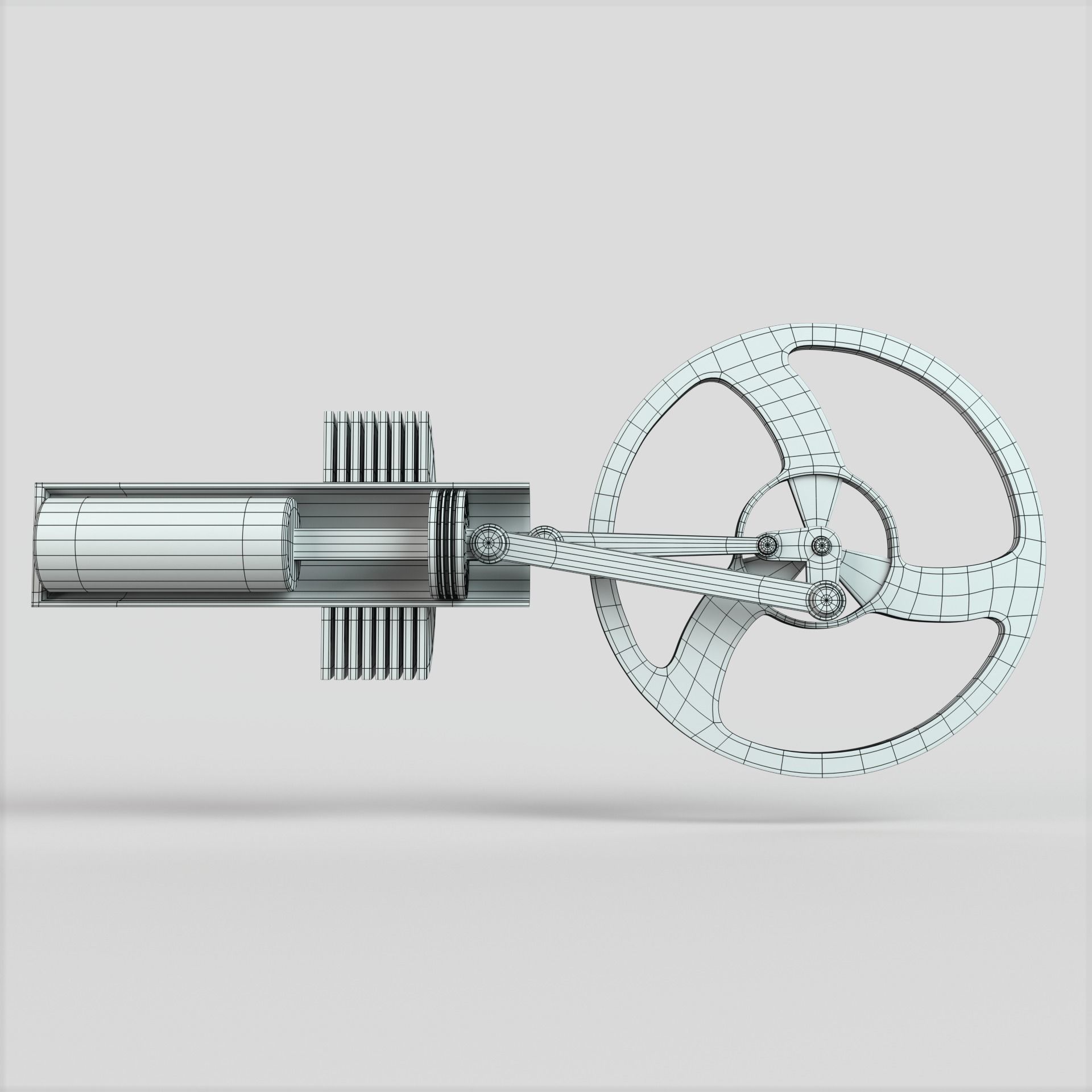 Stirling Engine Low-poly 3D model_5