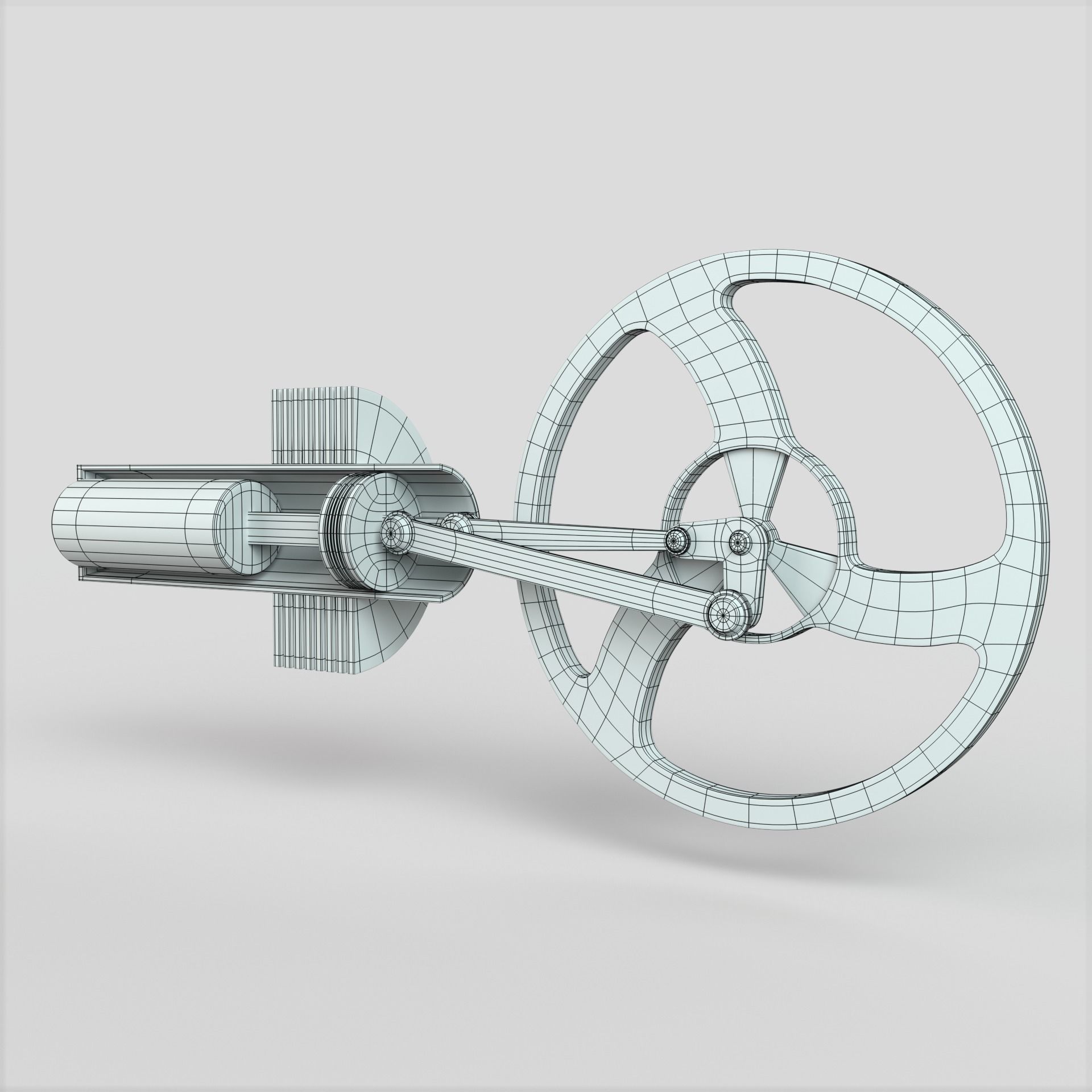 Stirling Engine Low-poly 3D model_6
