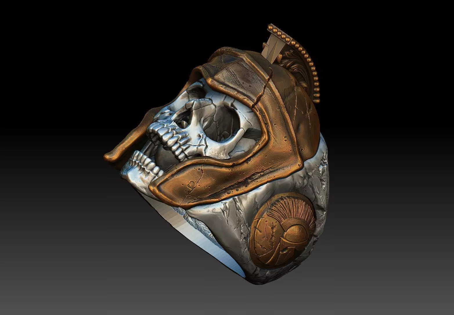skull spartan ring 3d model 3D print model