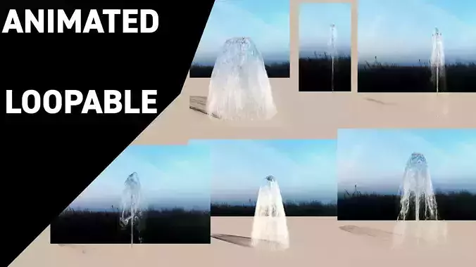 Water jet animated fountains Straight jets collection 3D model