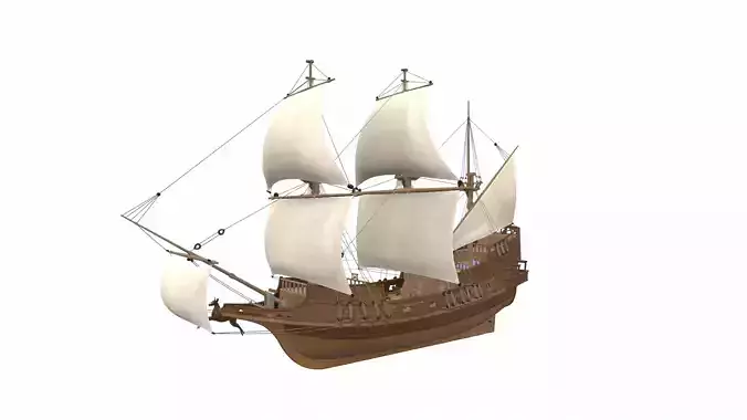 Sea sailing ship Golden Hind 3D model