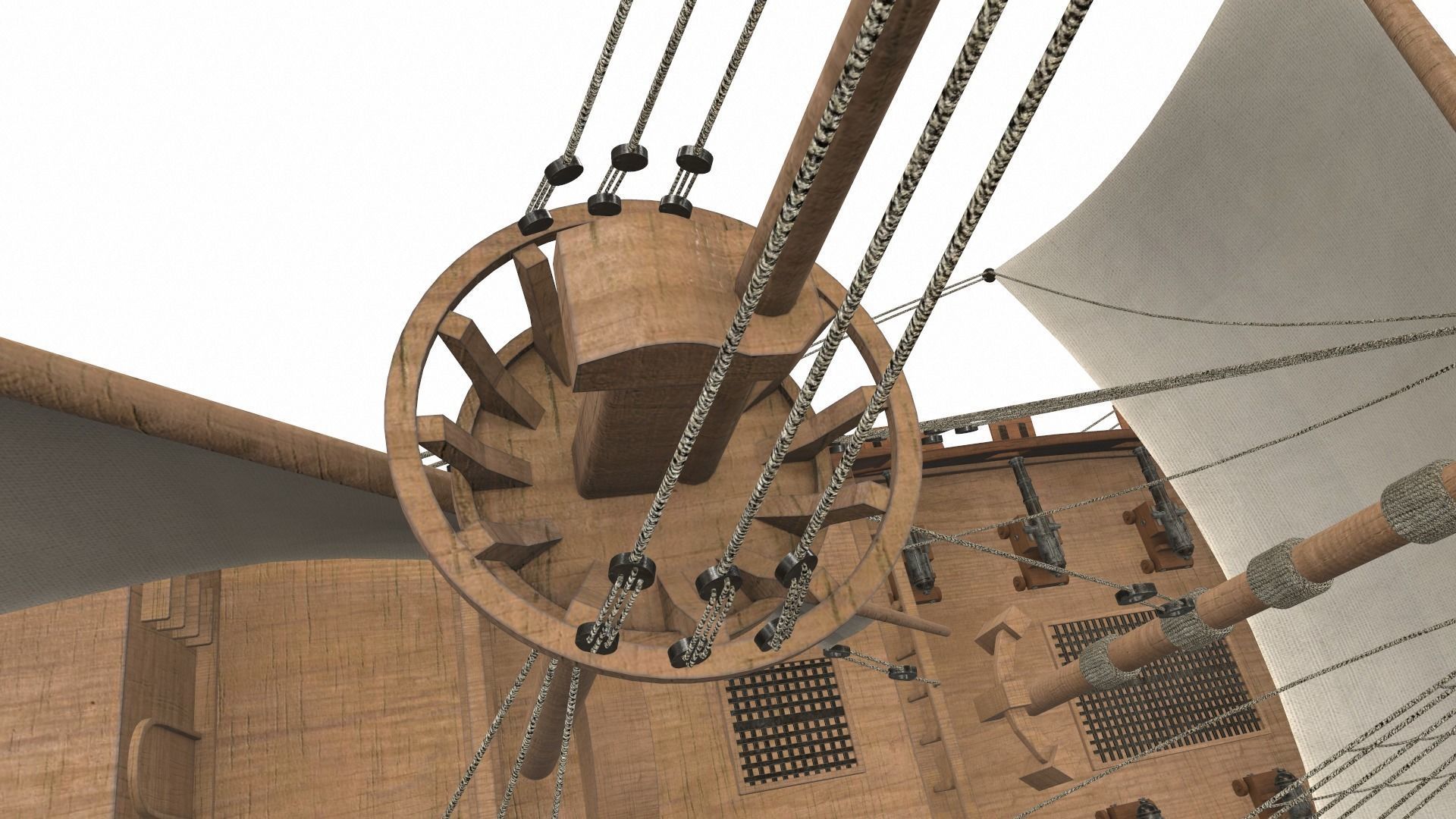 Sea sailing ship Golden Hind 3D model_11