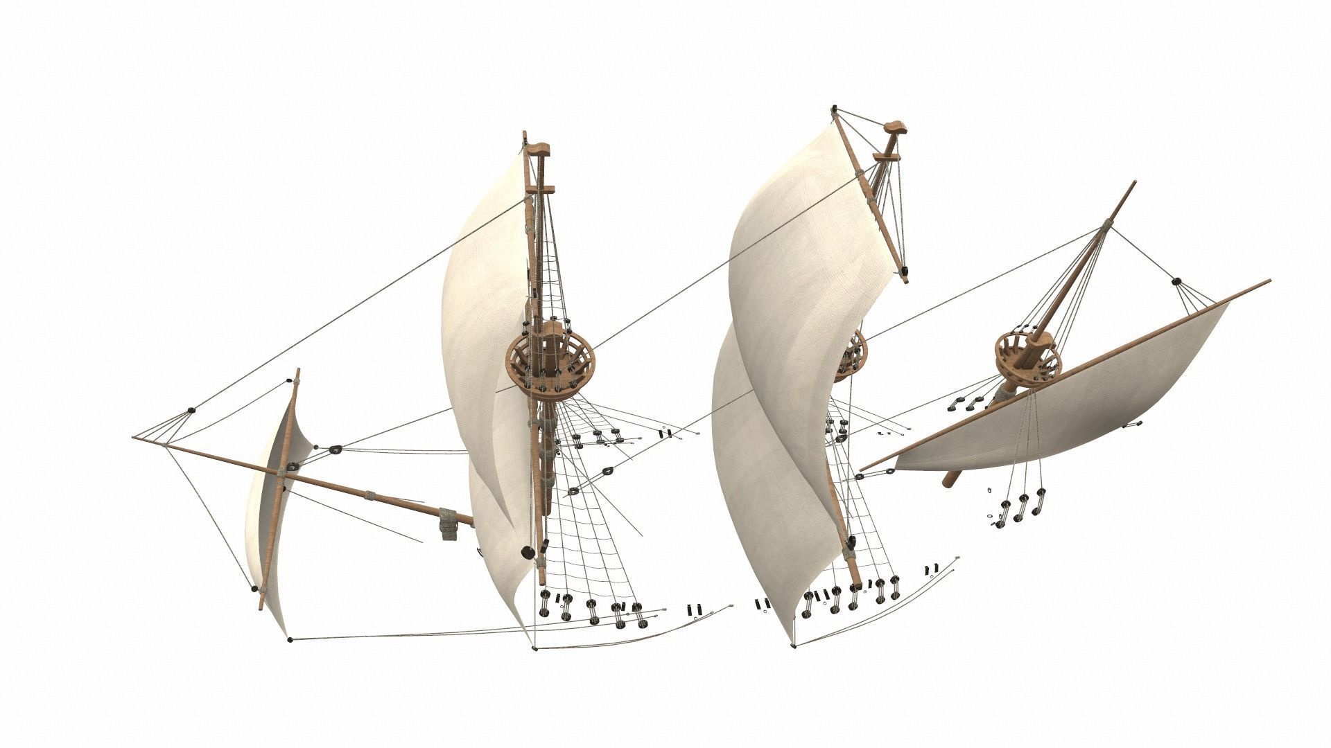 Sea sailing ship Golden Hind 3D model_16