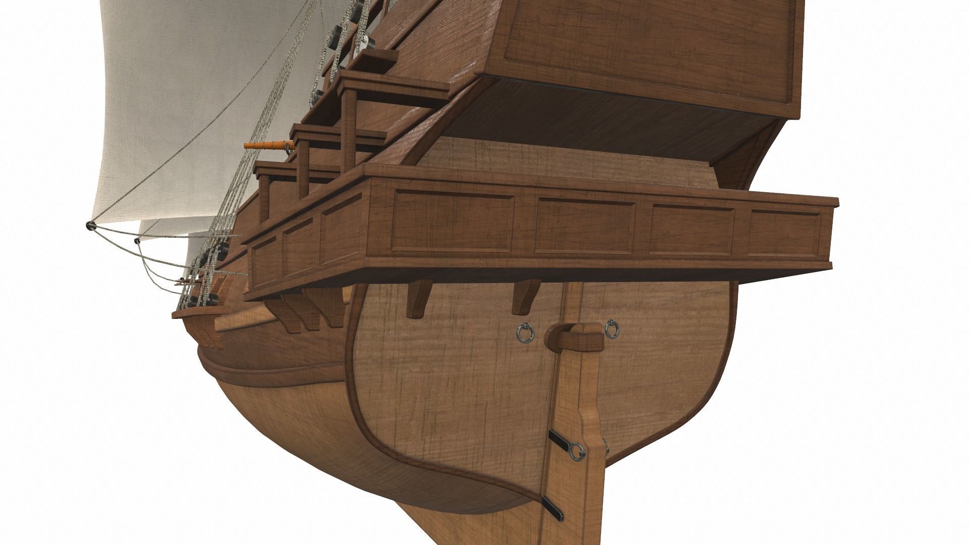 Sea sailing ship Golden Hind 3D model_3