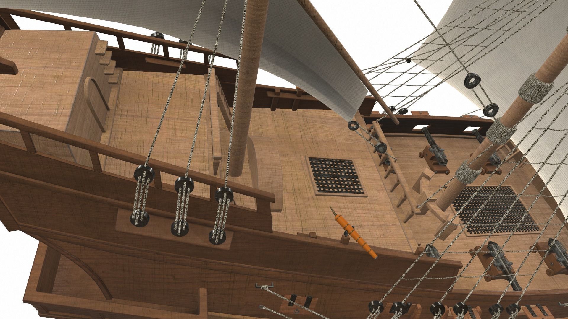 Sea sailing ship Golden Hind 3D model_7
