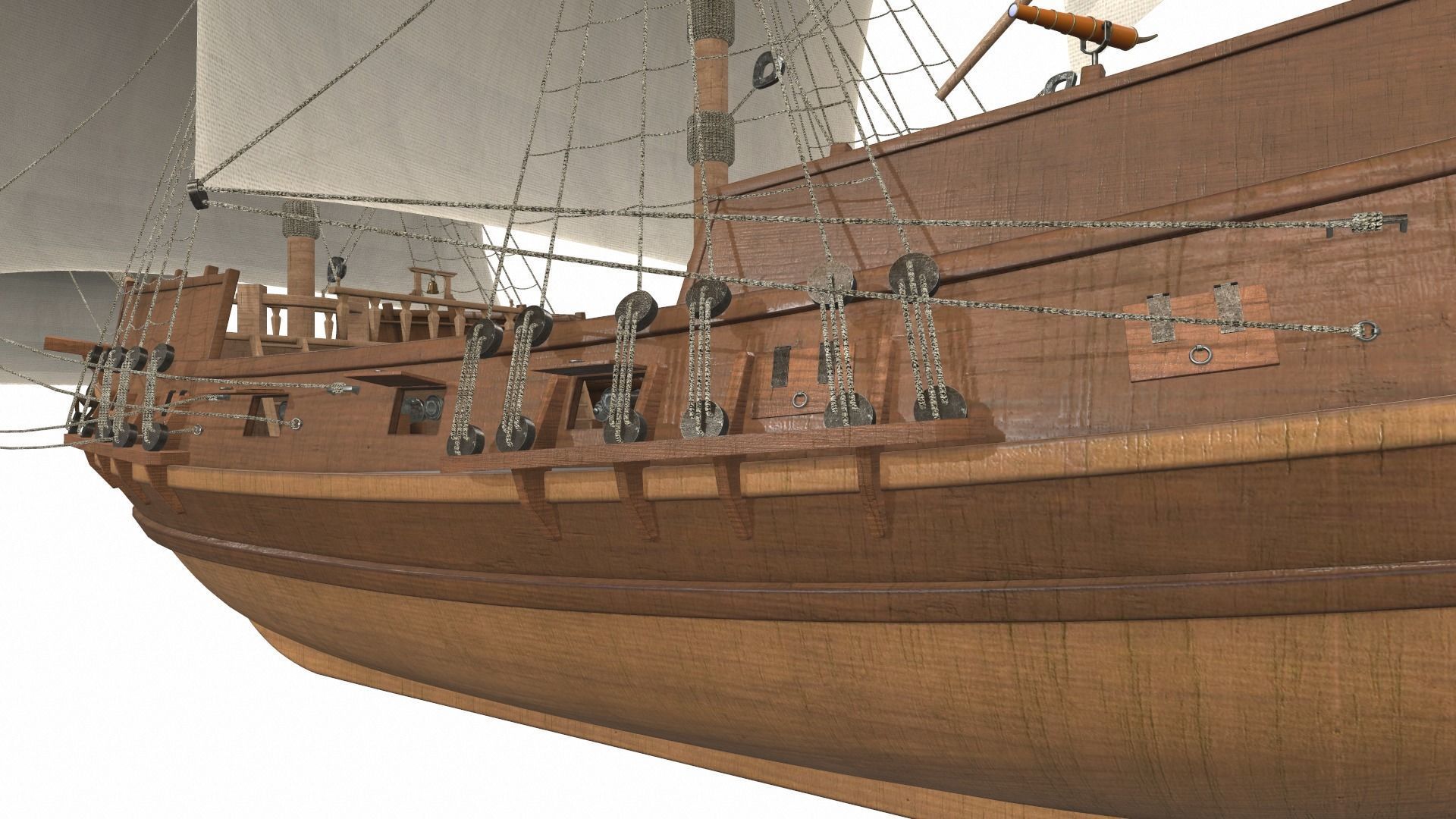 Sea sailing ship Golden Hind 3D model_2